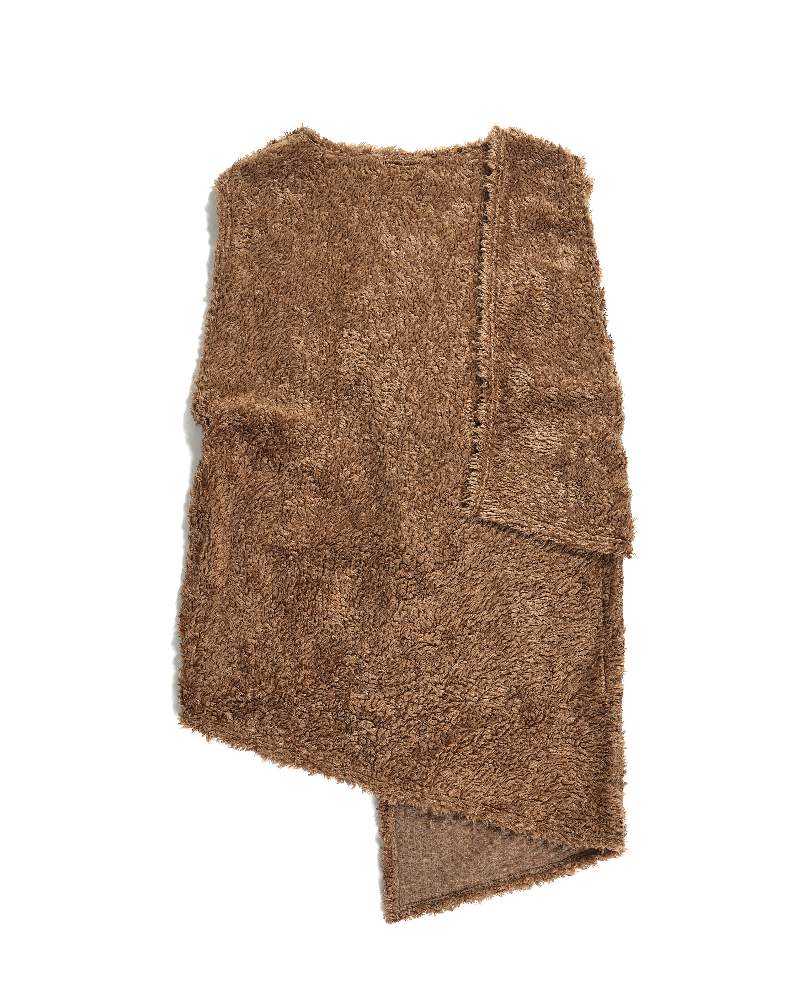 Wrap Knit Vest - Brown Acrylic Poly Fur
