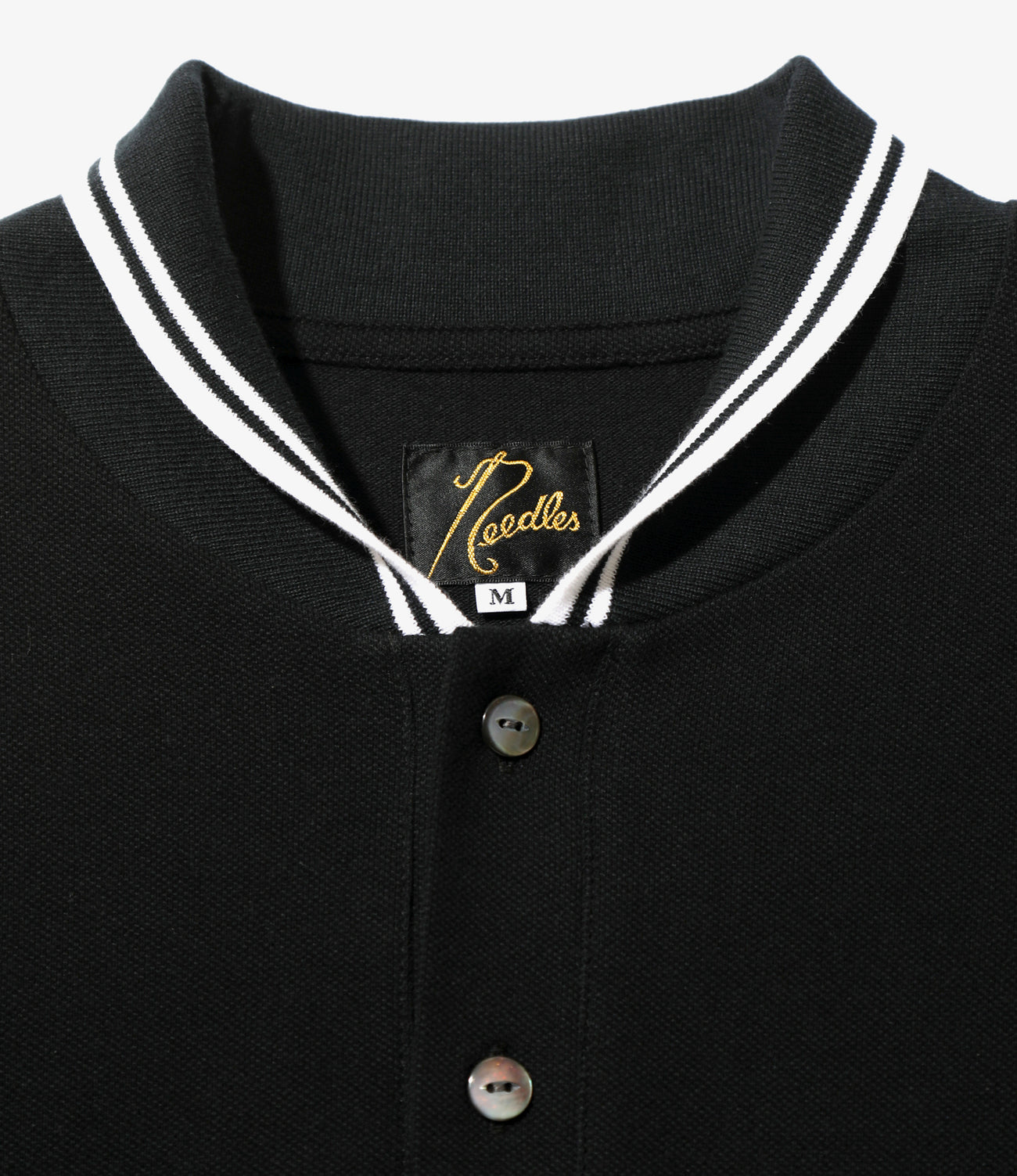 Shawl Collar S/S Polo - Black - Cotton Pique