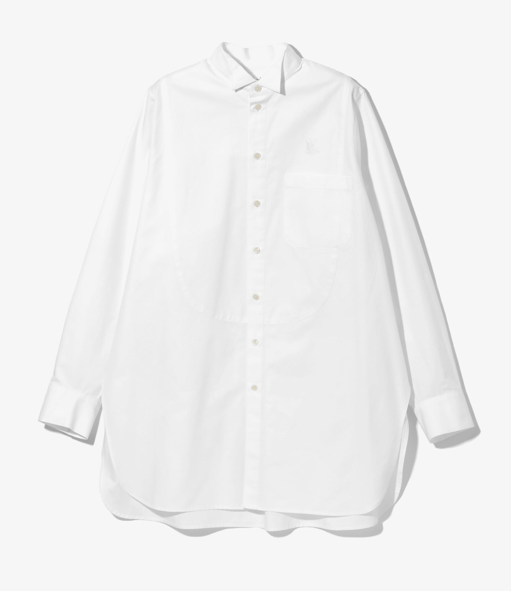 Oversized Wing Collar Shirt - Typewriter - White | Nepenthes New York