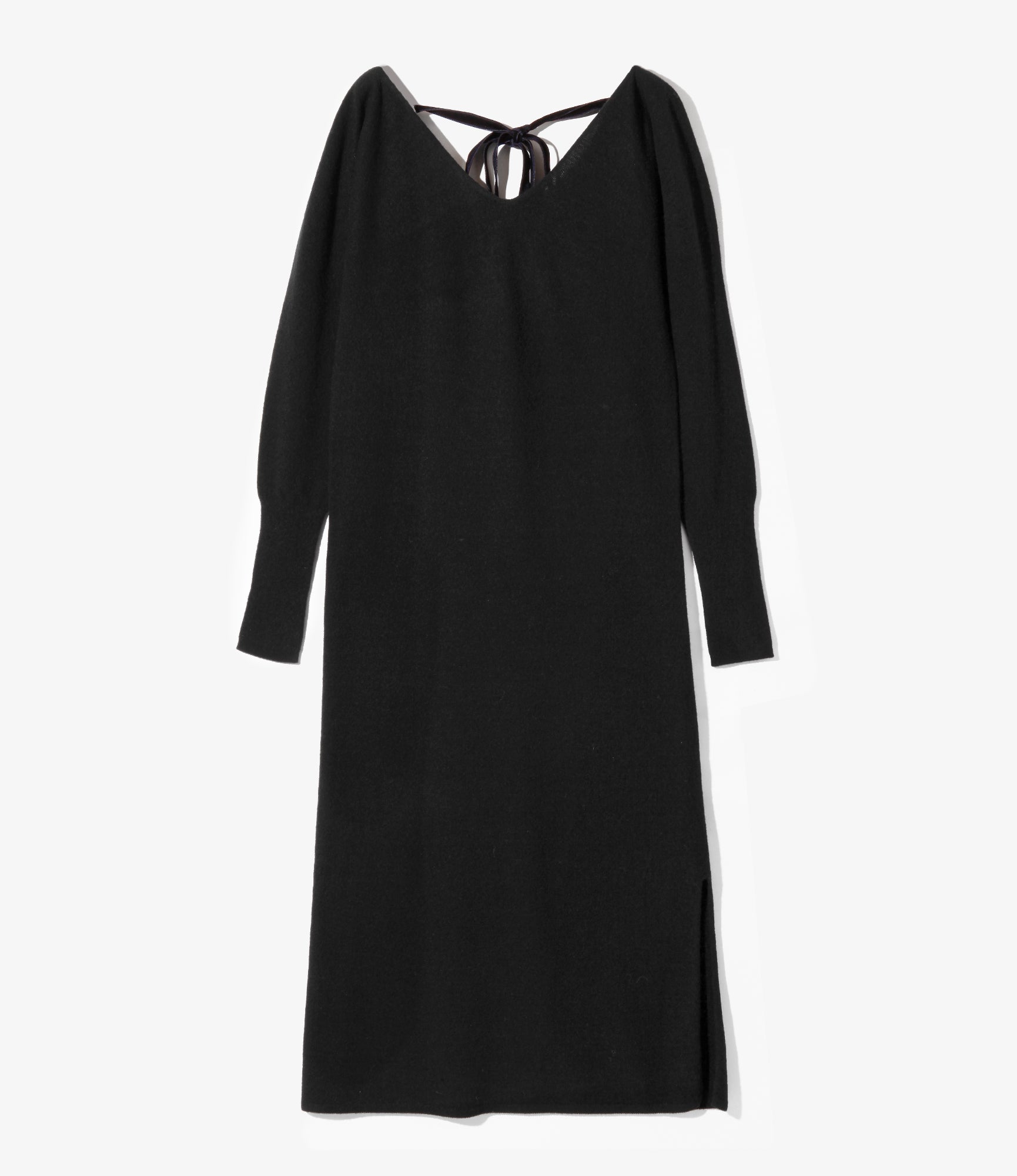 Knit Dress - Black - Boiled Wool