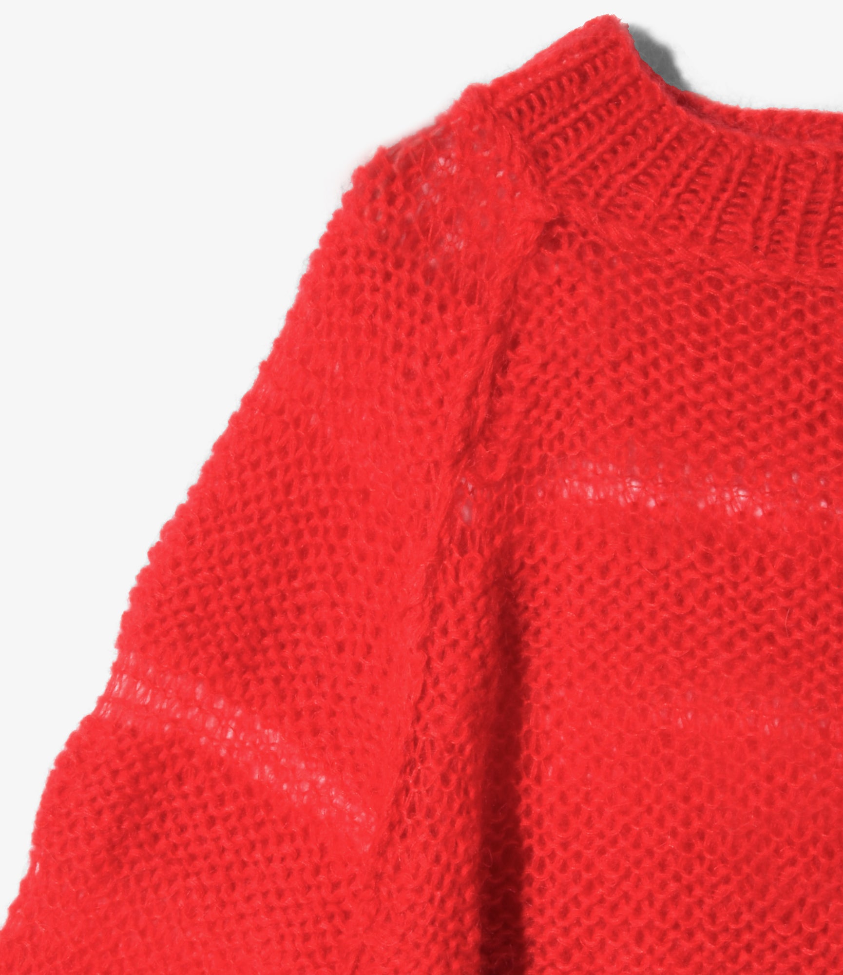 Mock Neck Sweater - Mohair - Solid Red