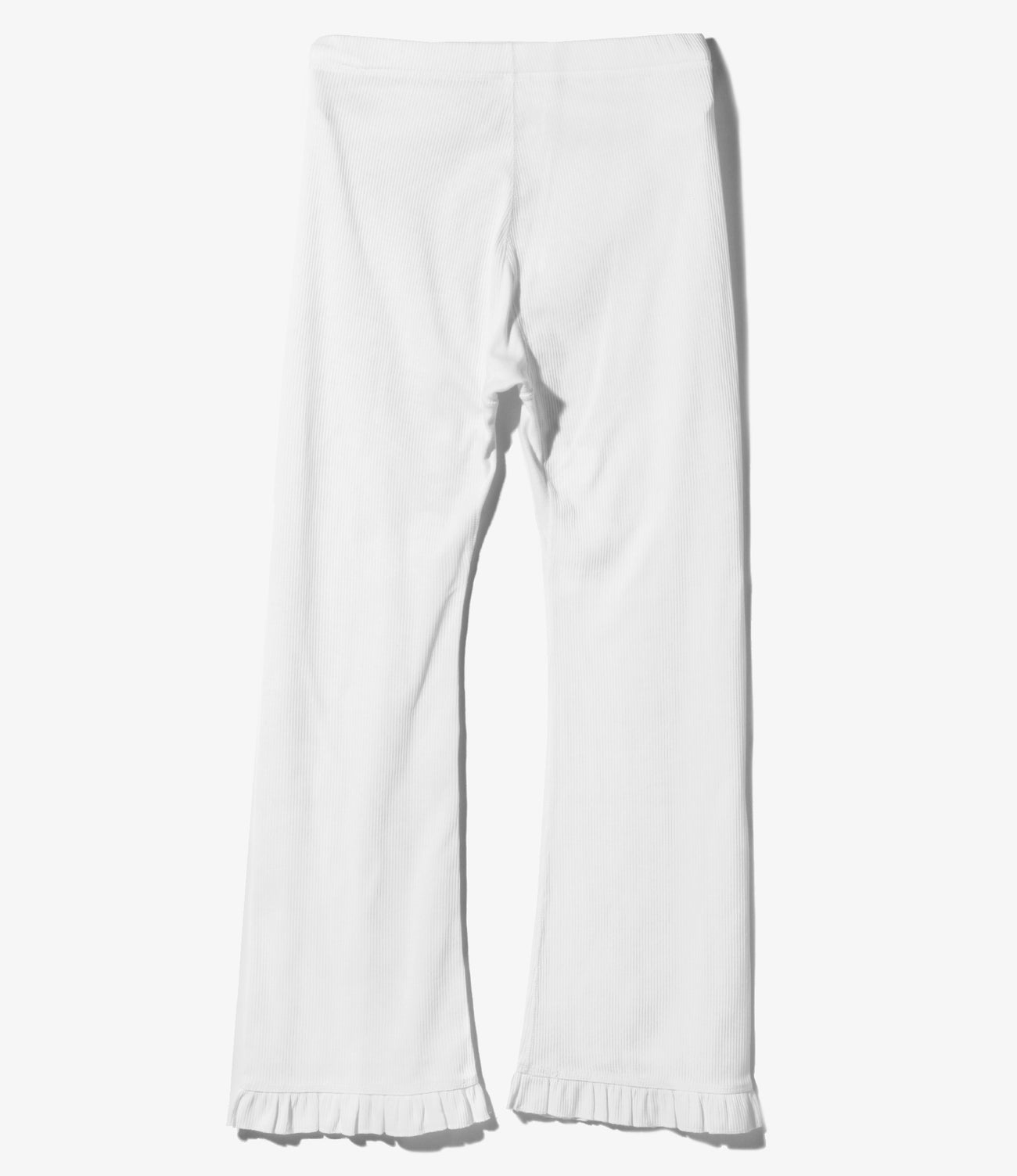 Ribbed Frill Pants - White