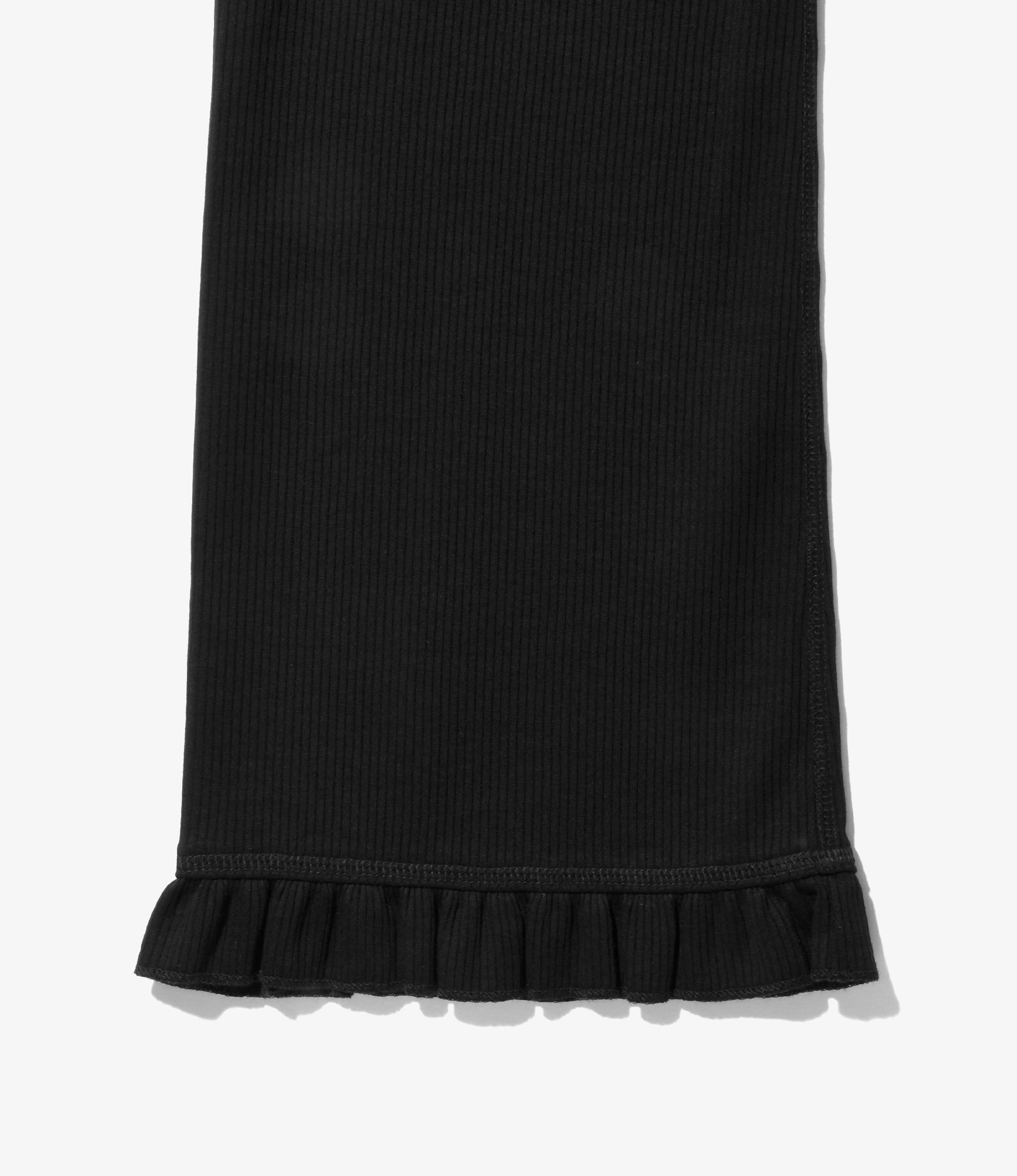 Ribbed Frill Pants - Black