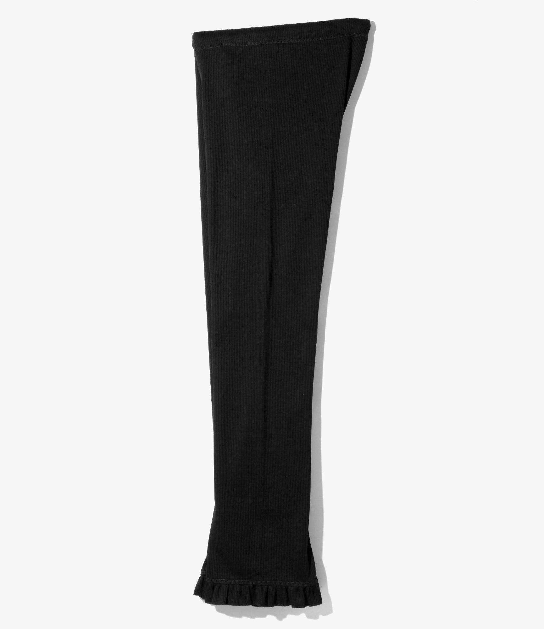 Ribbed Frill Pants - Black