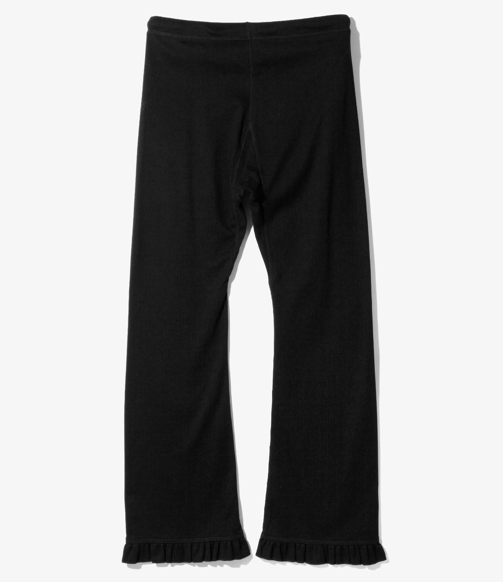 Ribbed Frill Pants - Black