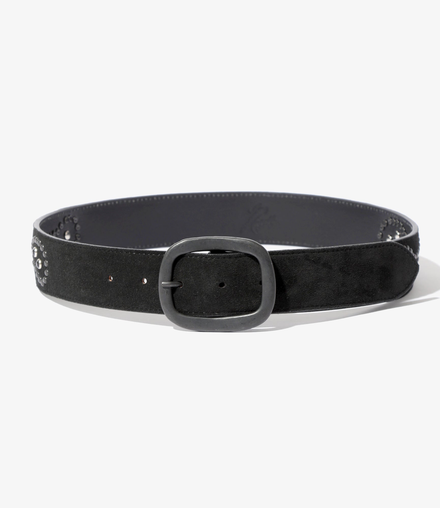 Paisley Studs Belt - Black - Suede Leather