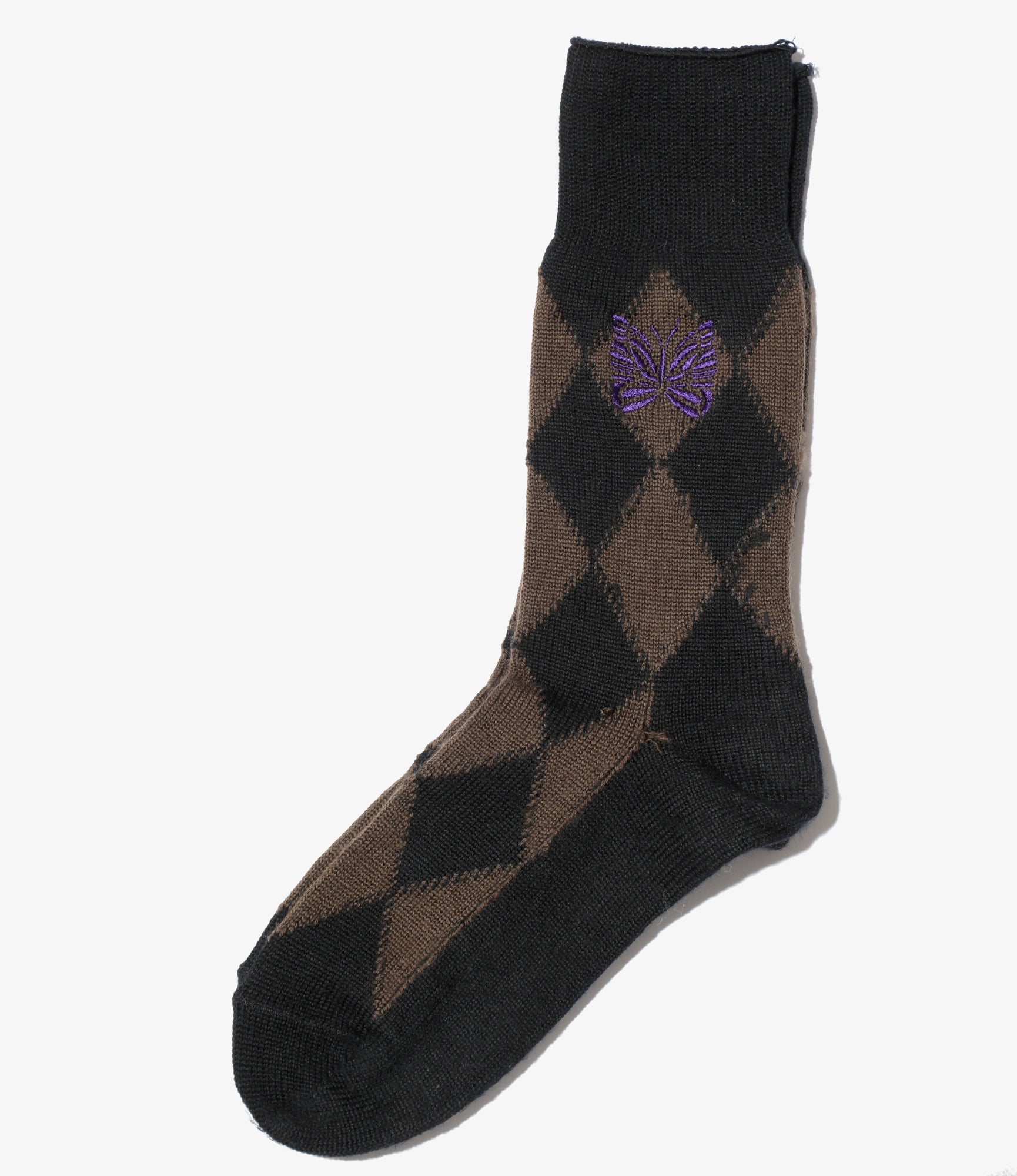 Argyle Jq. Socks - Brown - Merino Wool