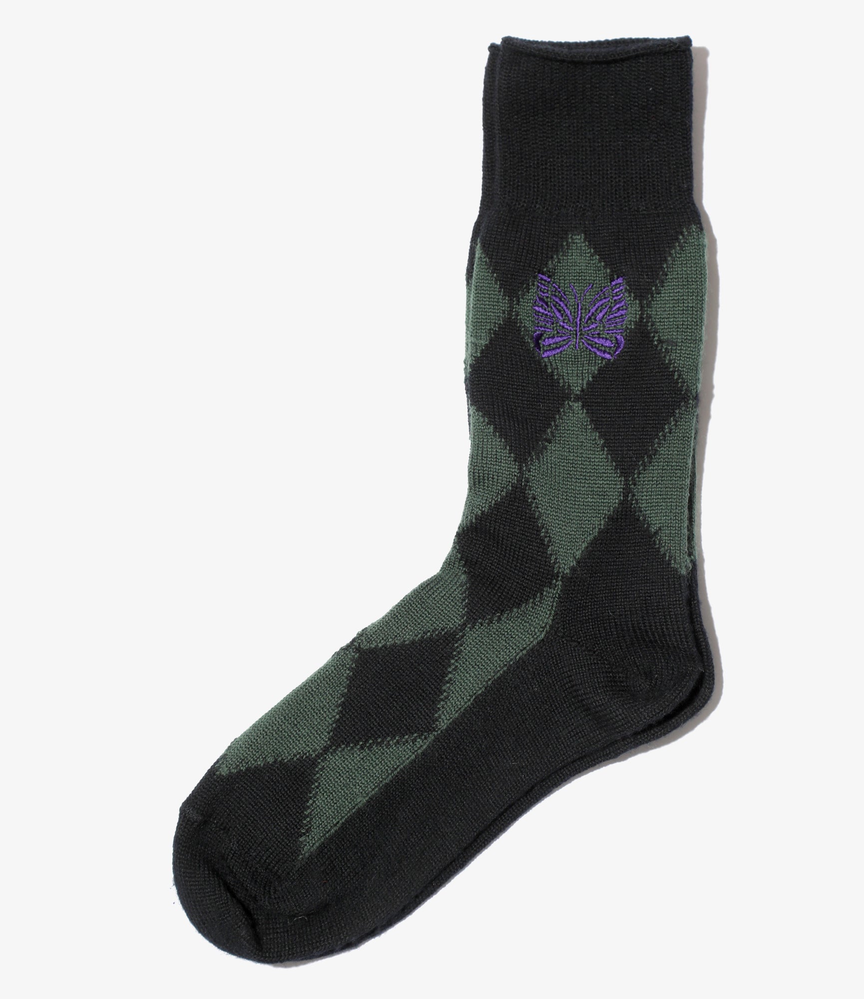 Argyle Jq. Socks - Green - Merino Wool