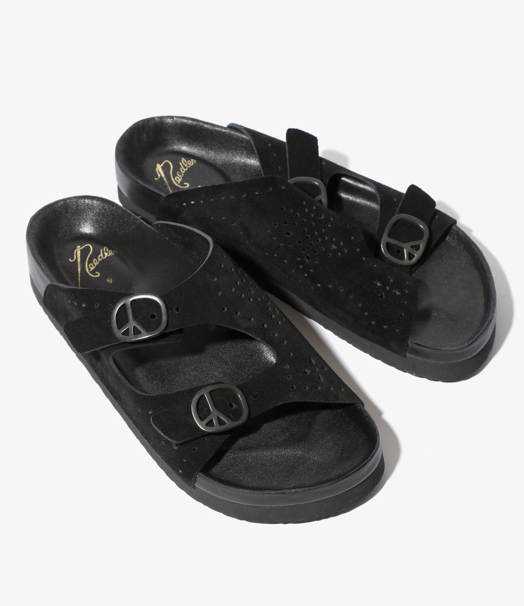Double Strap Sandal - Black - Suede Leather