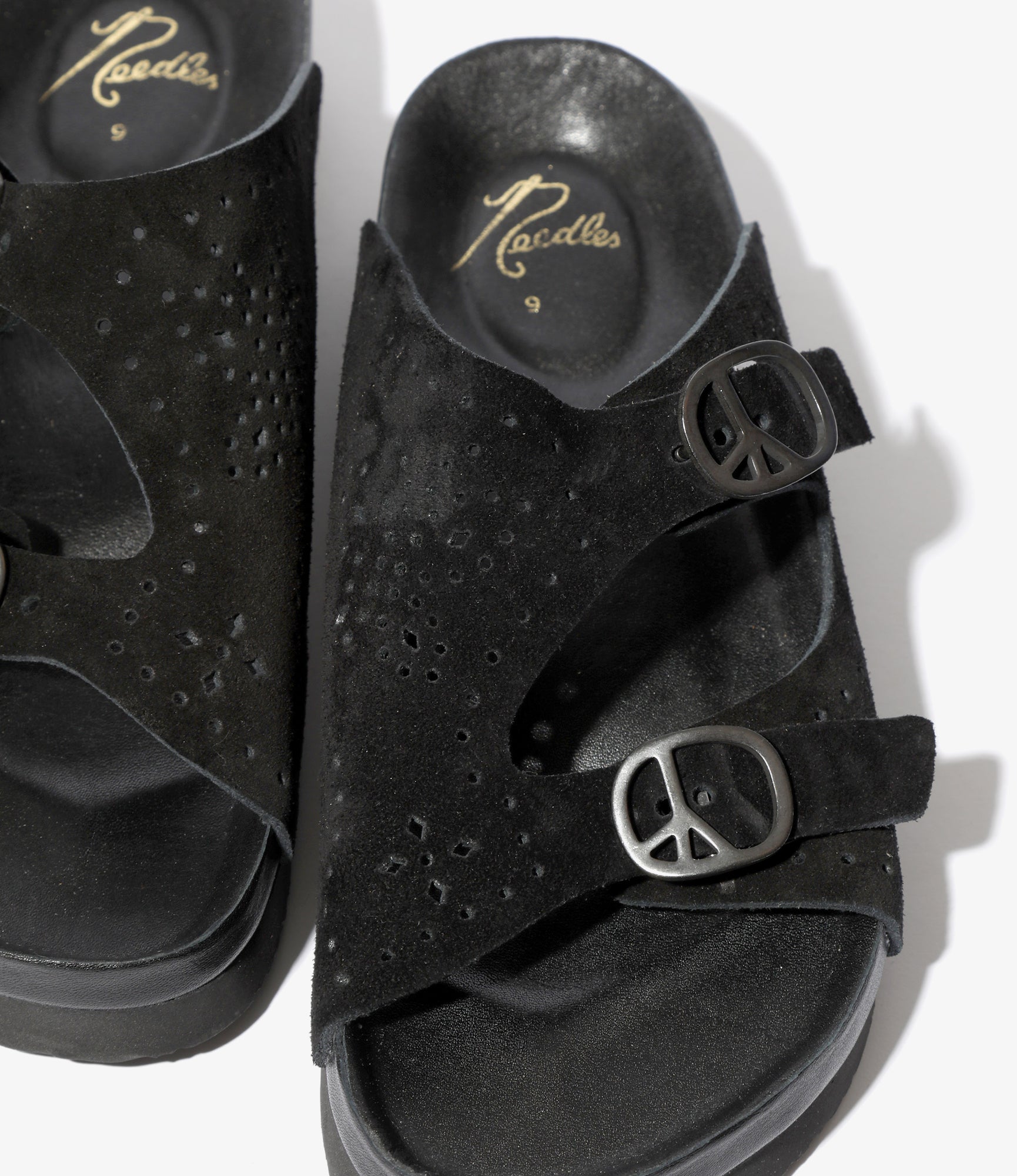 Double Strap Sandal - Black - Suede Leather