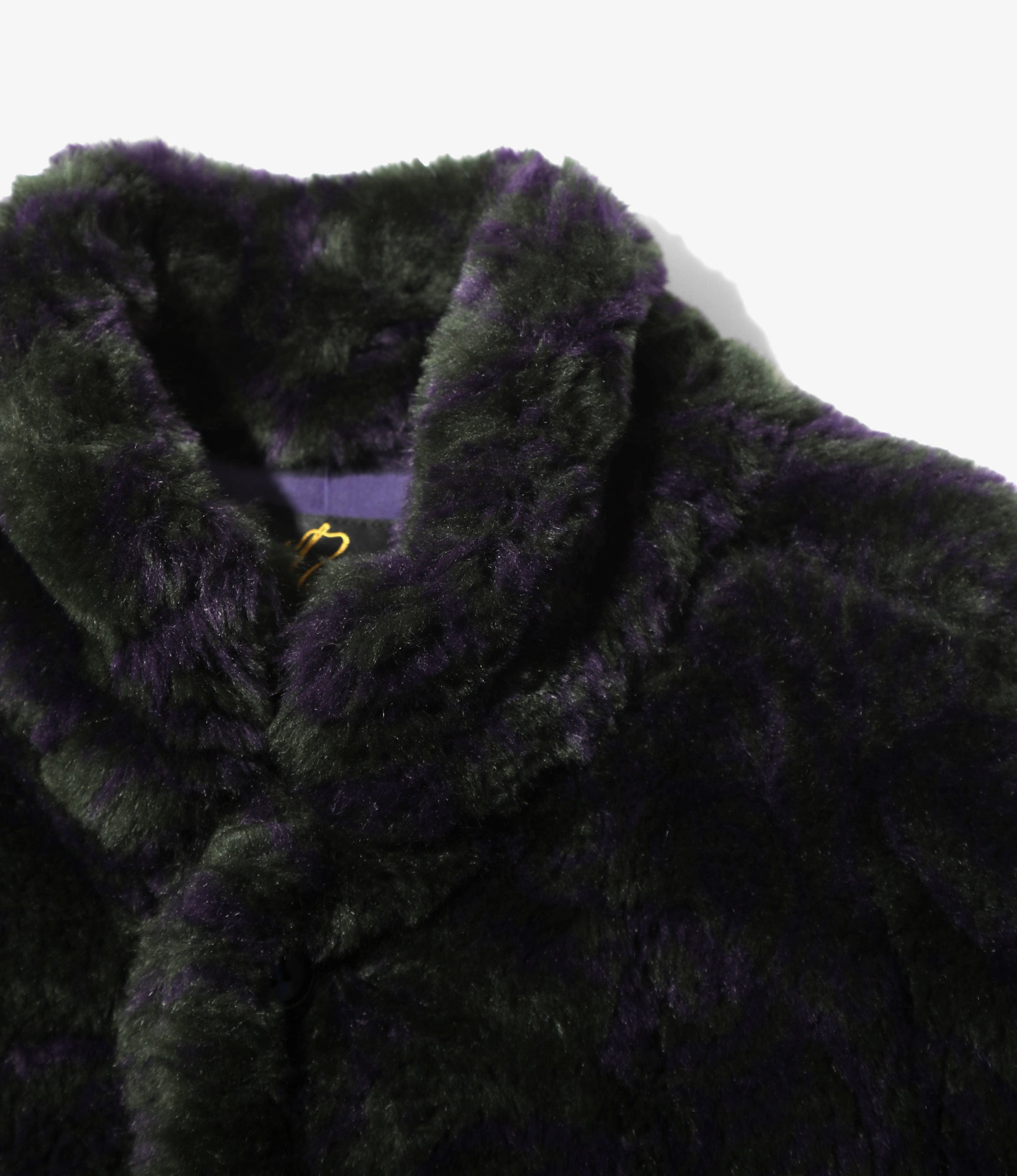 S.C. Car Coat - Green / Purple - Acrylic Faux Fur / Paisley