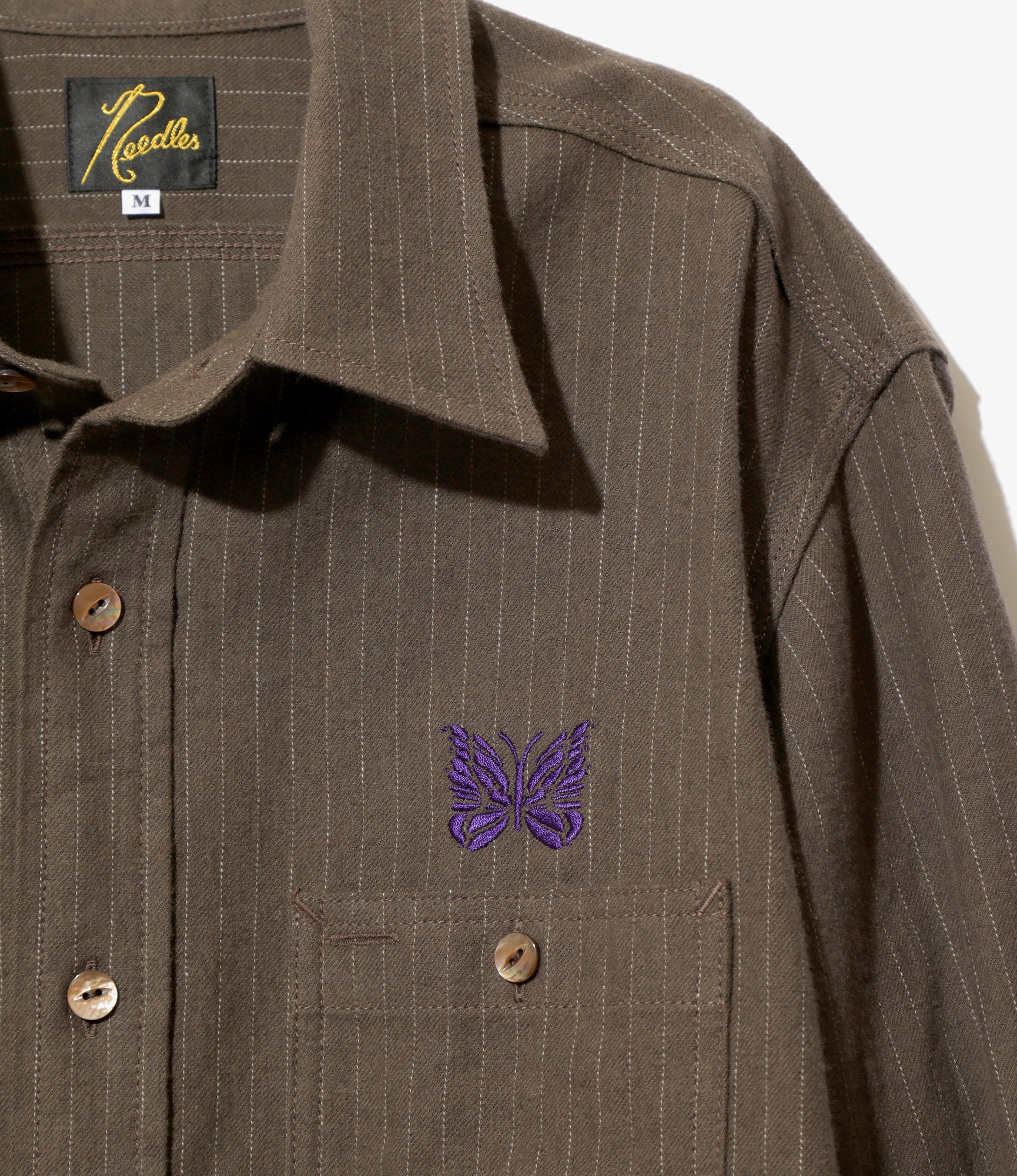 Work Shirt - Brown - C/L/W Pin Stripe Twill