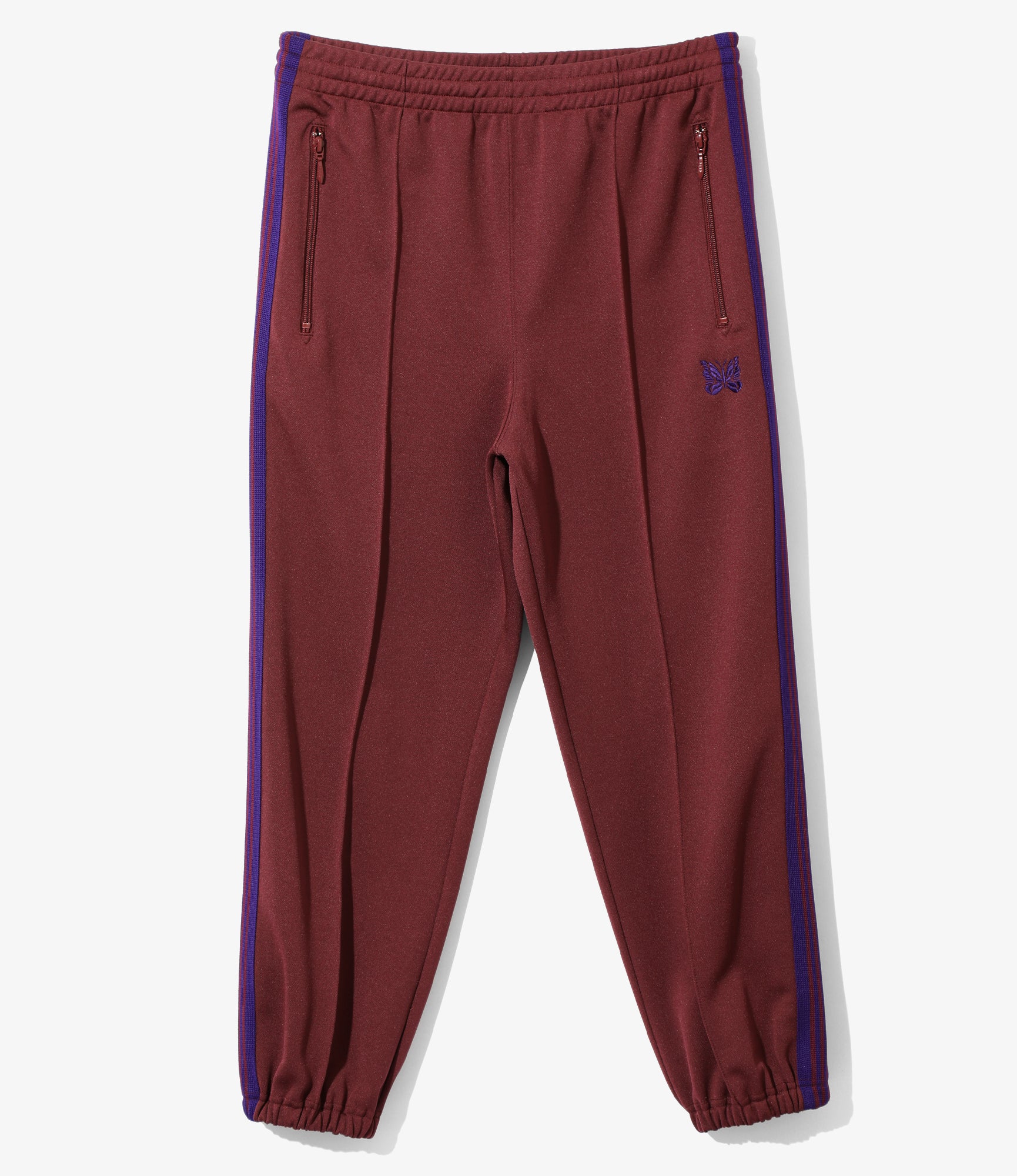 Zipped Track Poly New York Smooth Wine Pant- | Nepenthes 