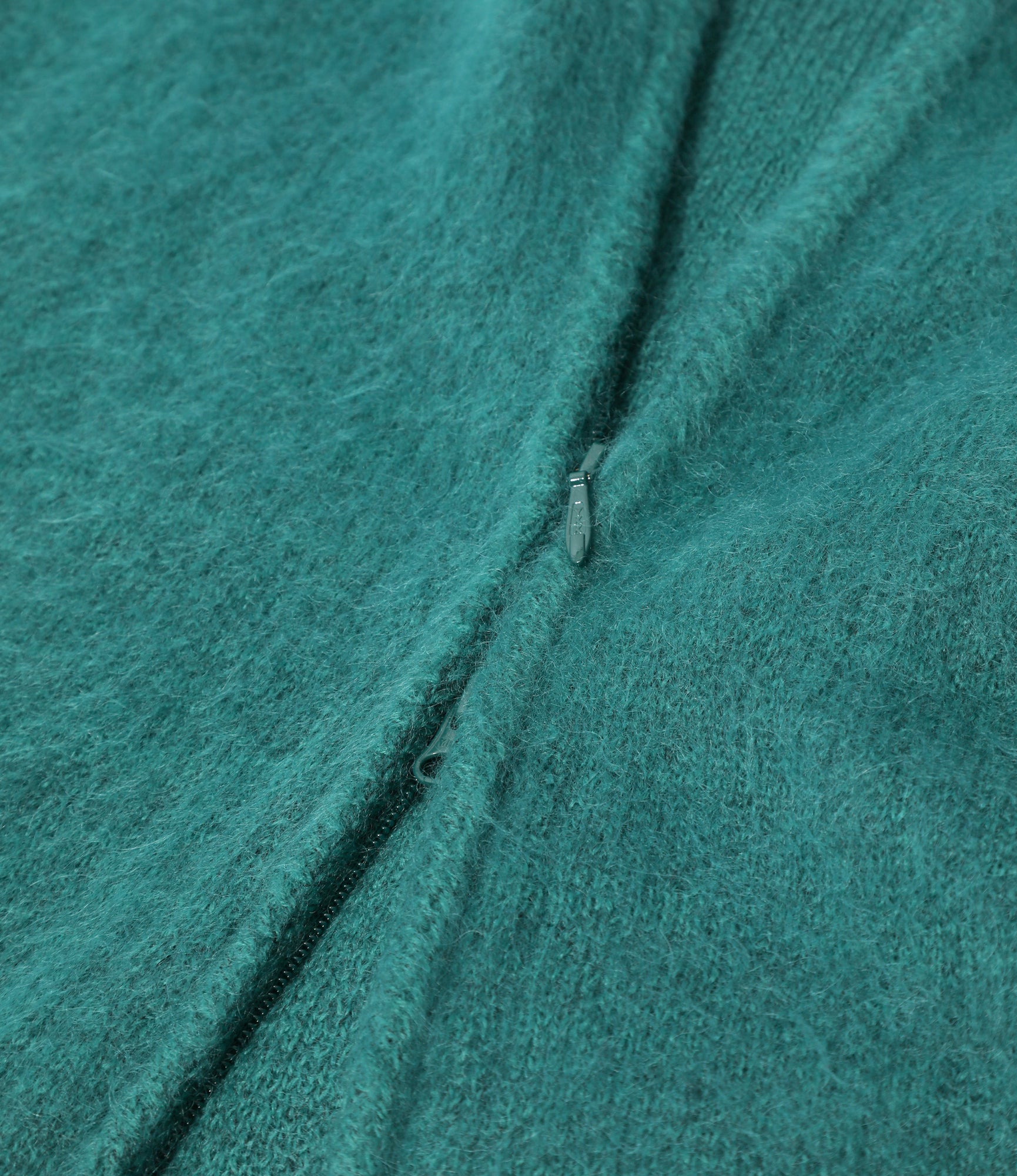 Zipped Mohair Cardigan - Emerald - Solid