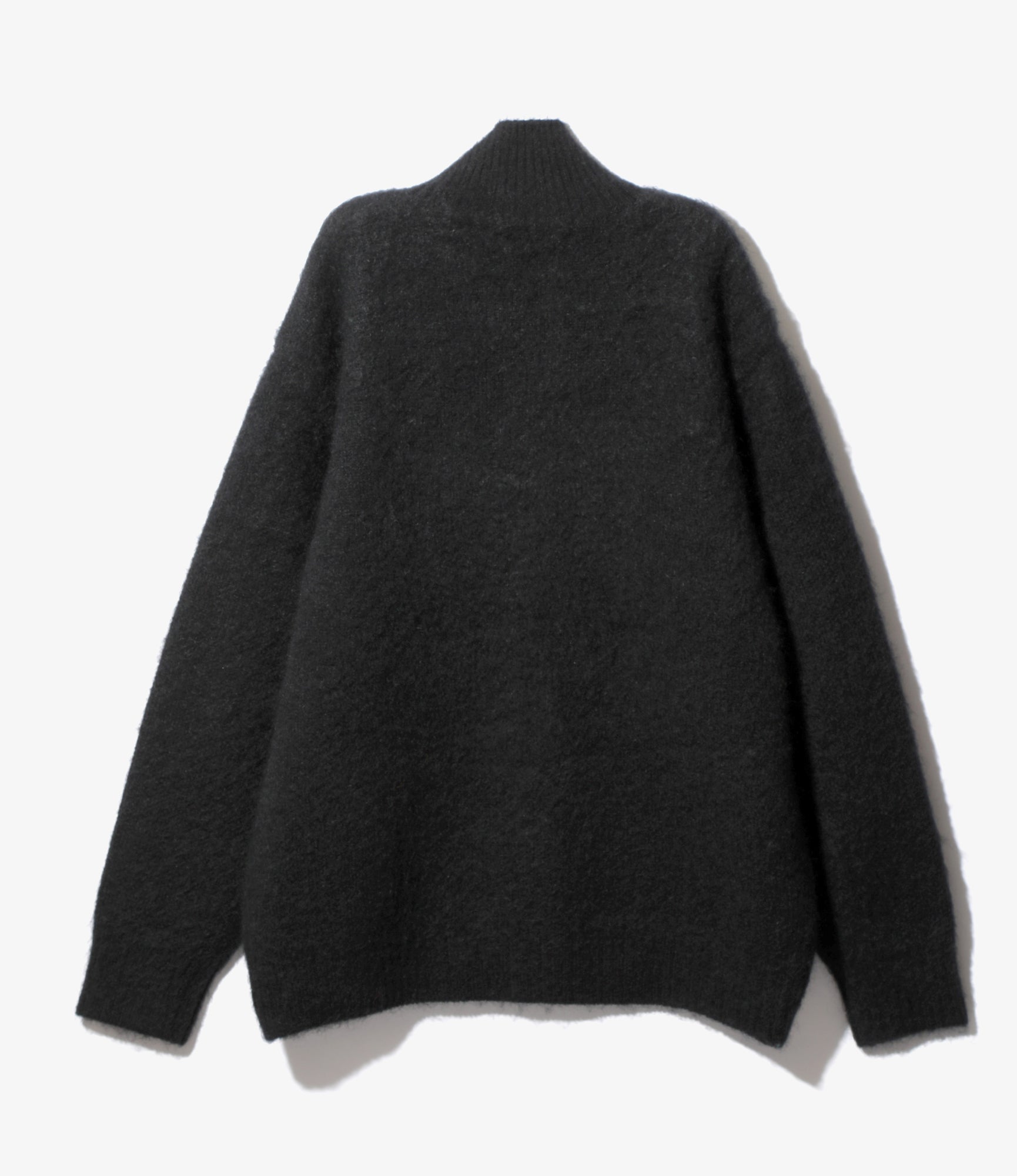 Zipped Mohair Cardigan - Black - Solid