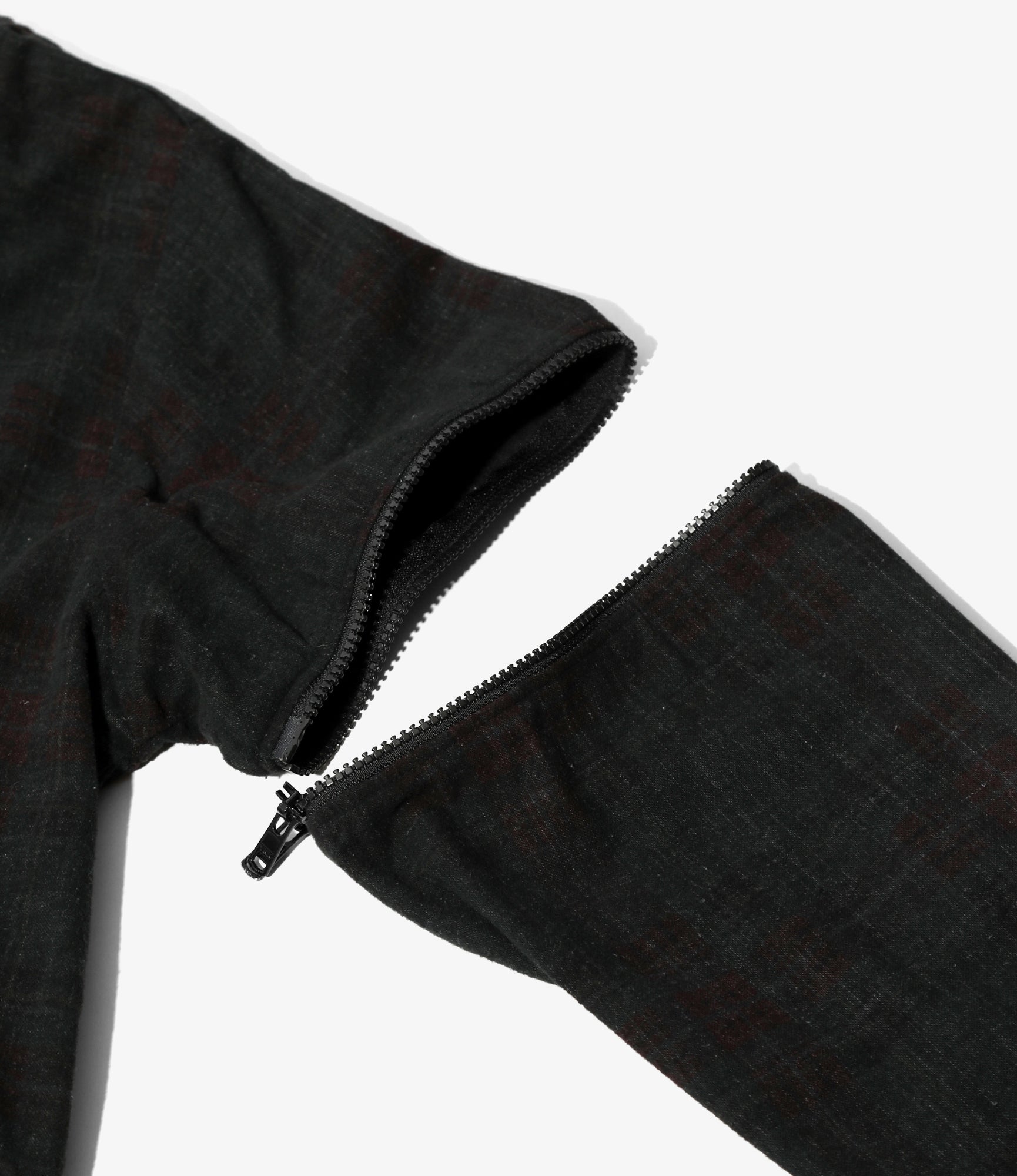 Flannel Shirt -> 7 Cuts Zipped Wide Shirt - Black / Over Dye