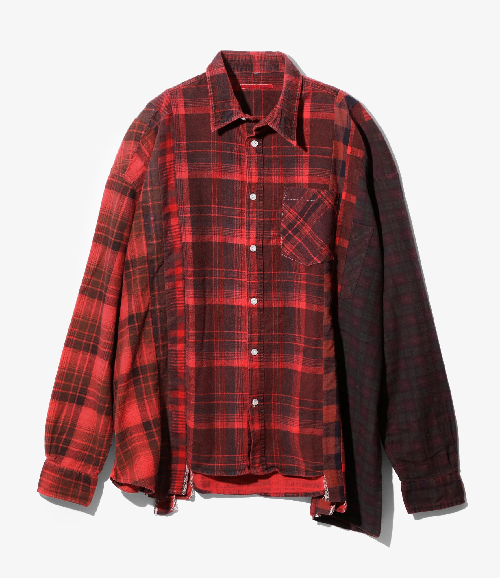 Flannel Shirt - Red -> 7 Cuts Wide Shirt / Over Dye
