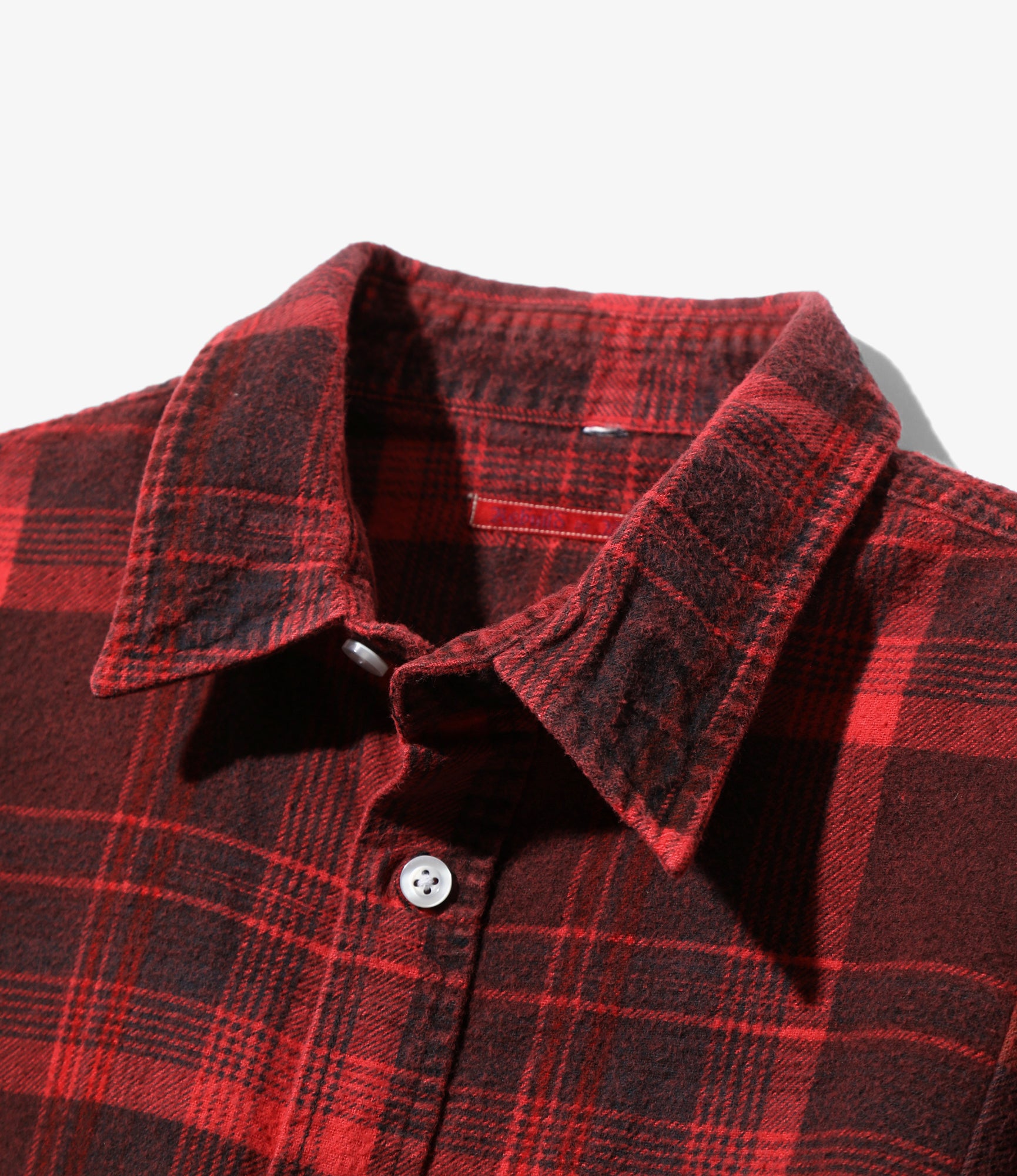 Flannel Shirt -> 7 Cuts Wide Shirt / Over Dye - Red