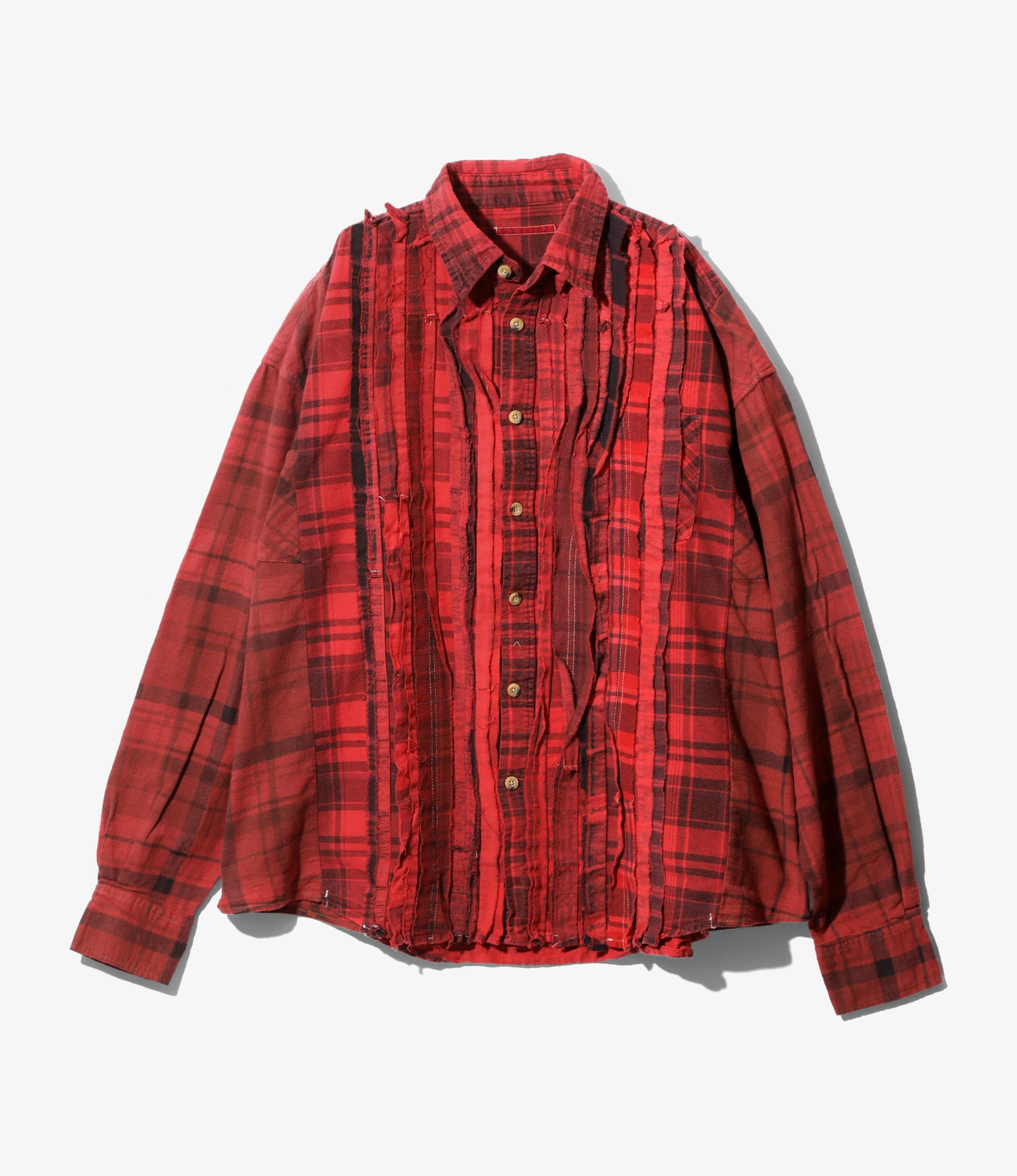 Flannel Shirt - Red -> Ribbon Wide Shirt / Over Dye