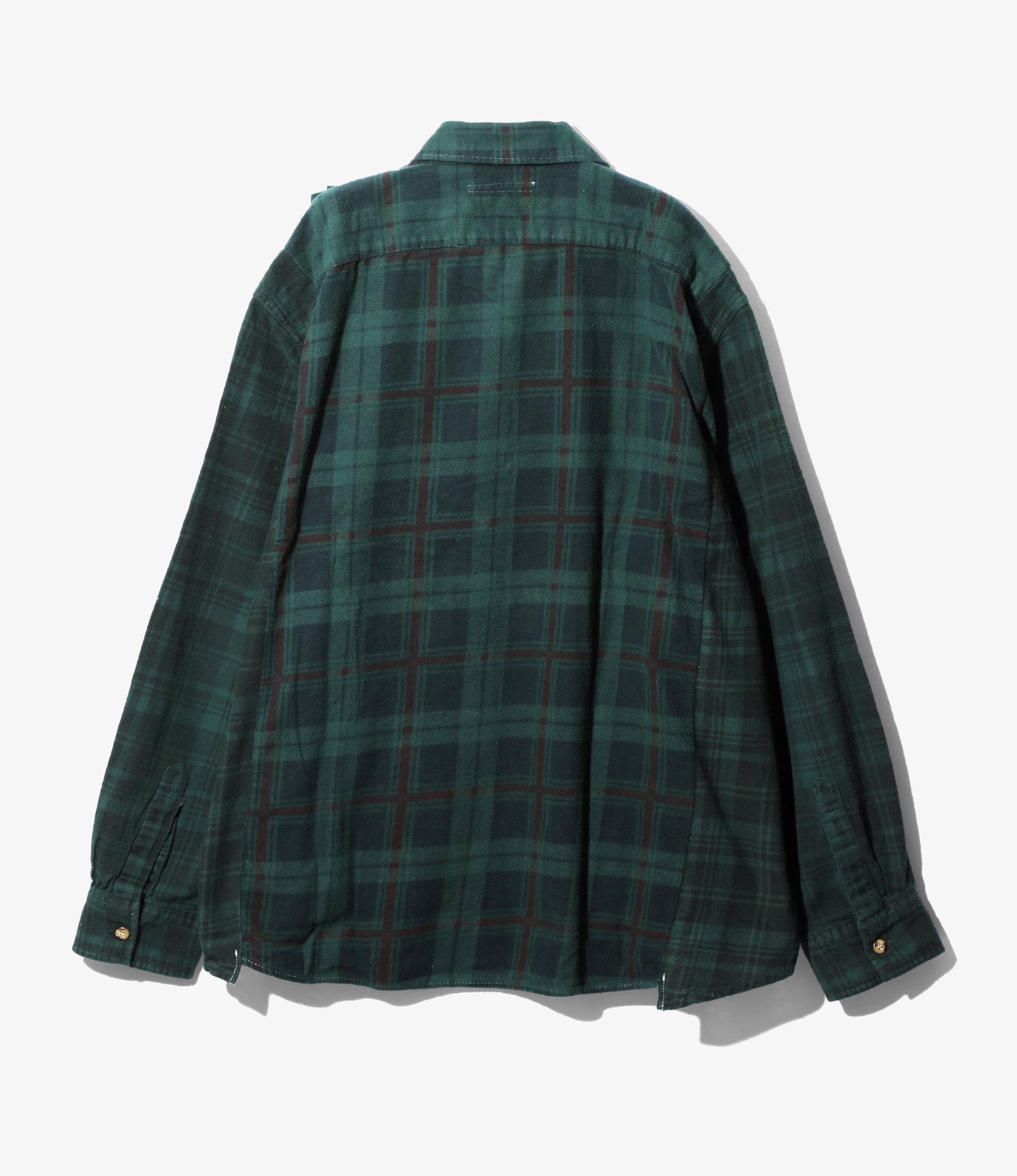 Rebuild Flannel Shirt -> Ribbon Wide Shirt / Overdye - Green