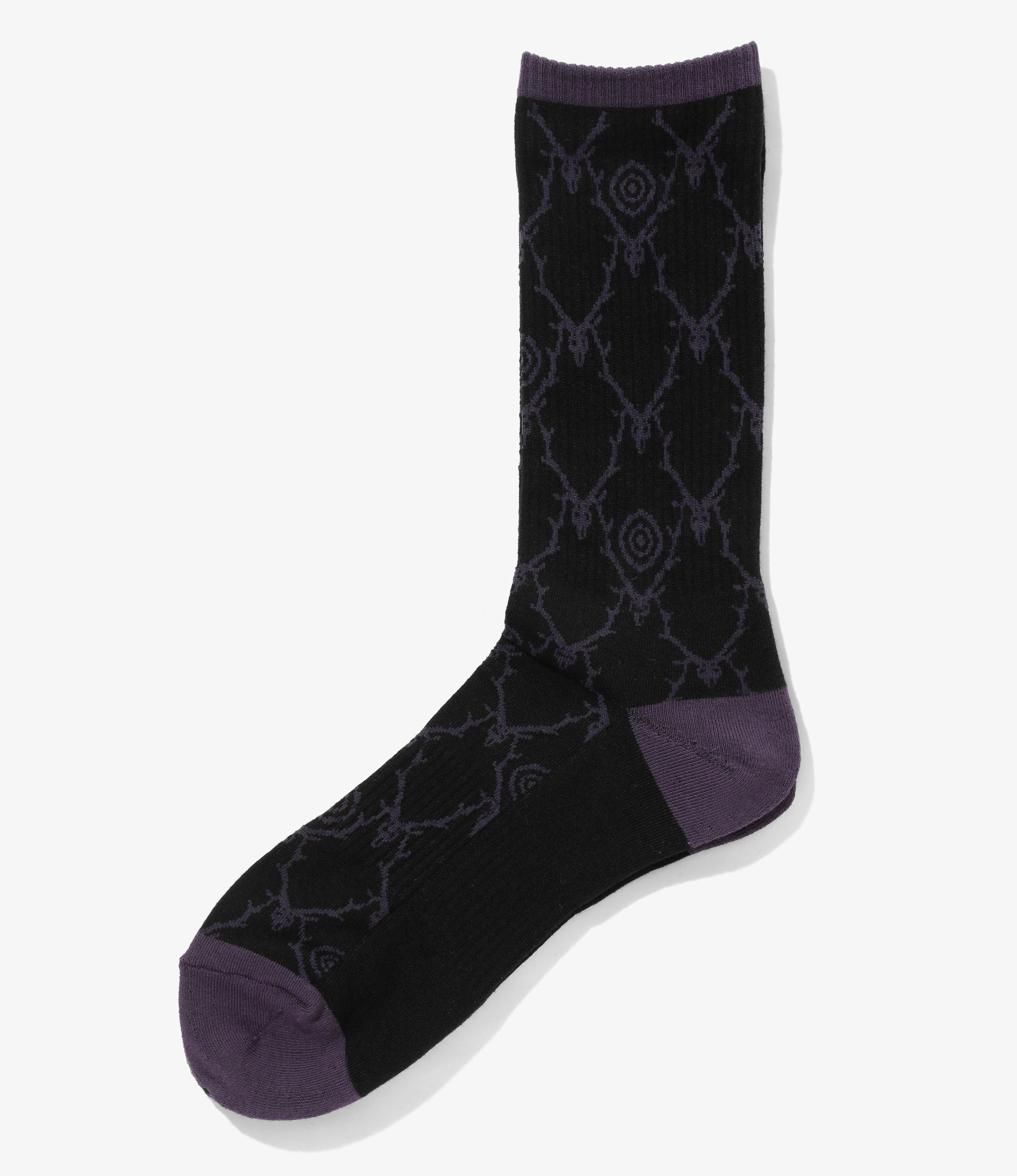 Socks - Black / Purple - Cotton Jq. / Skull & Target Jq.