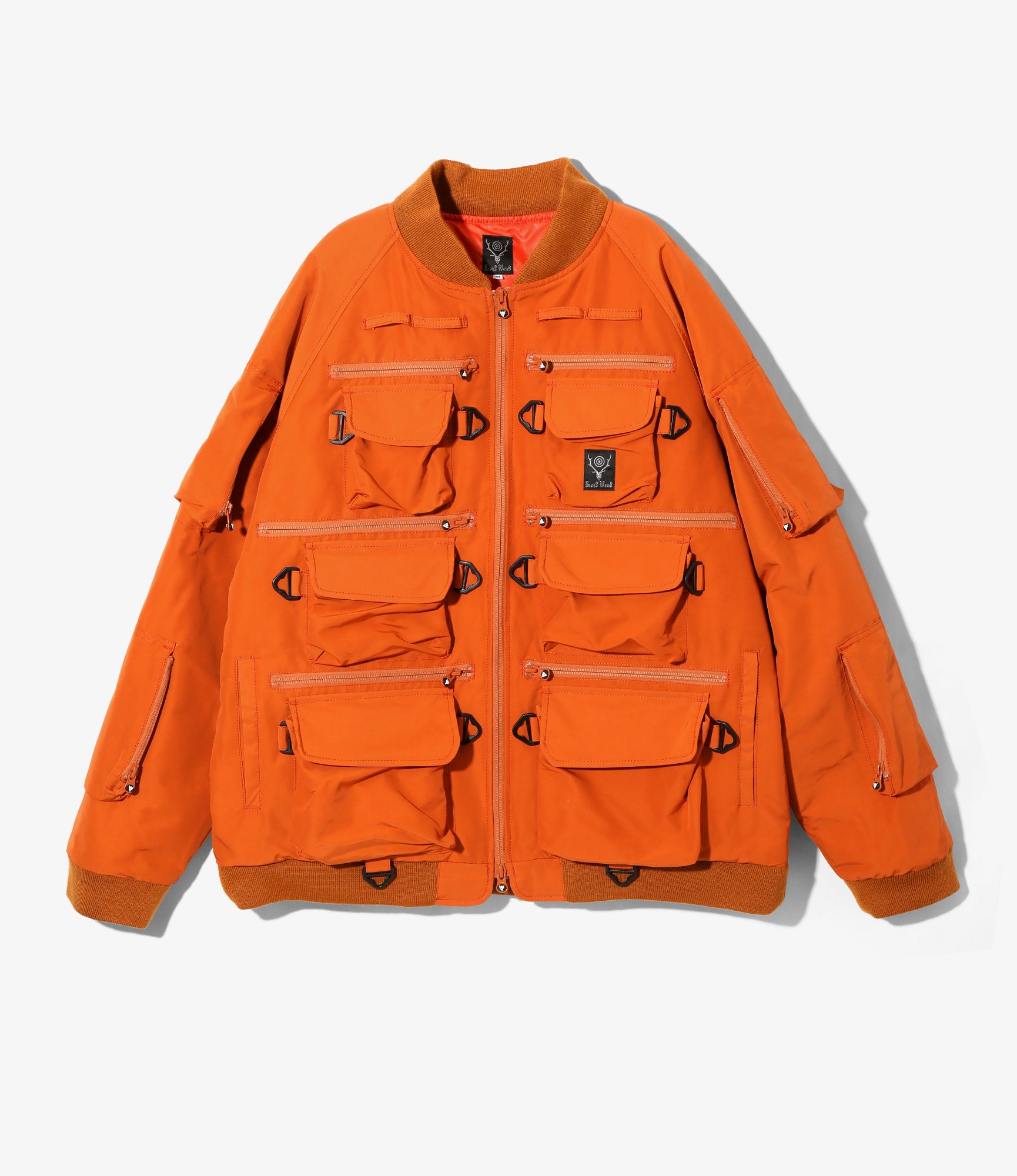 Multi-Pocket Zipped Jacket - Orange - C/N Grosgrain