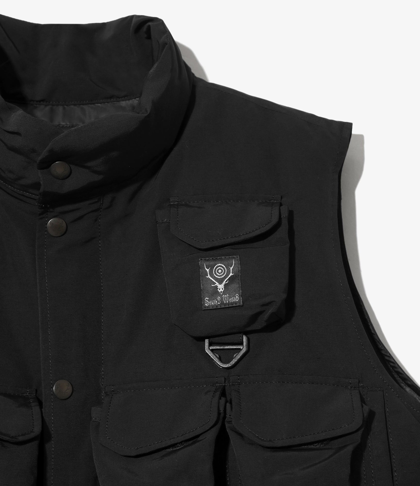 Multi-Pocket Zipped Vest - Black - C/N Grosgrain