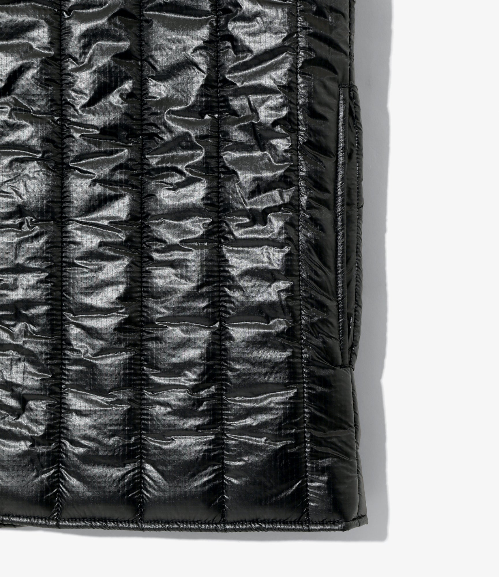 Quilted Crew Neck Vest - Black - Nylon Ripstop