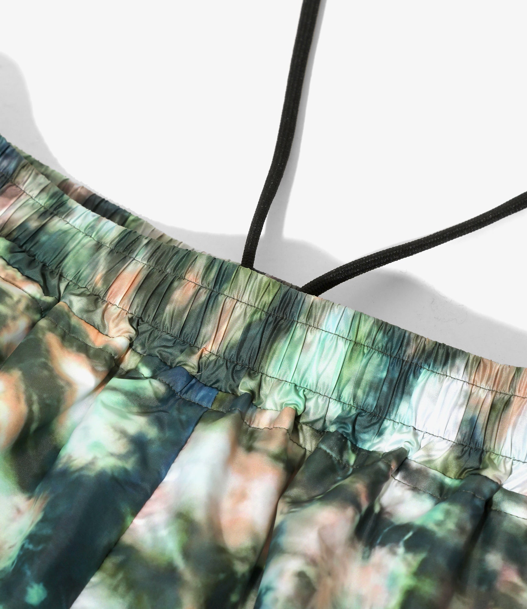 Filling String Skirt - Green - Poly Taffeta / Tie Dye Printed