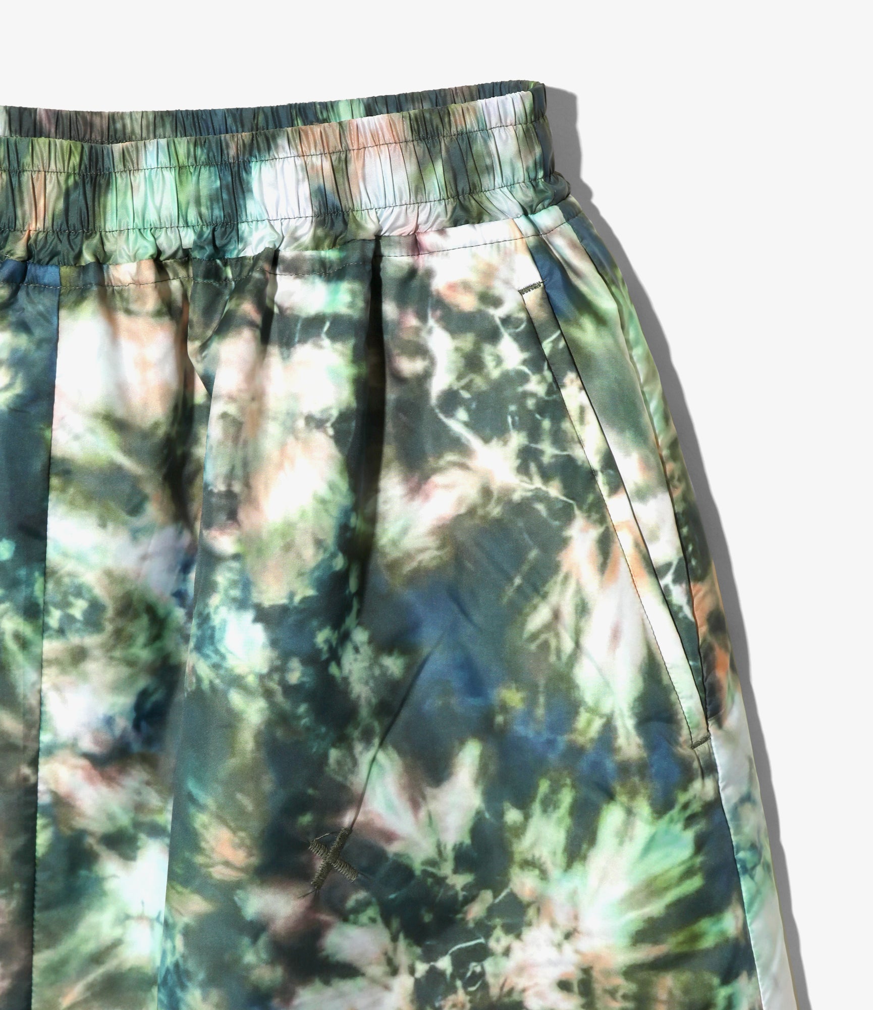 Filling String Skirt - Green - Poly Taffeta / Tie Dye Printed