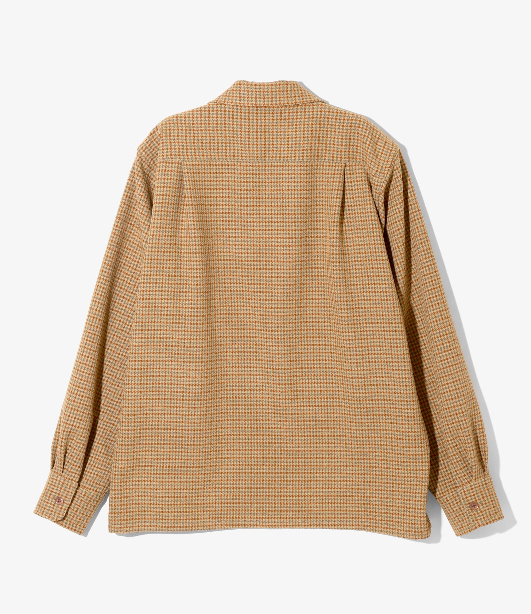 6 Pocket Classic Shirt - Beige / Orange - Poly Houndstooth