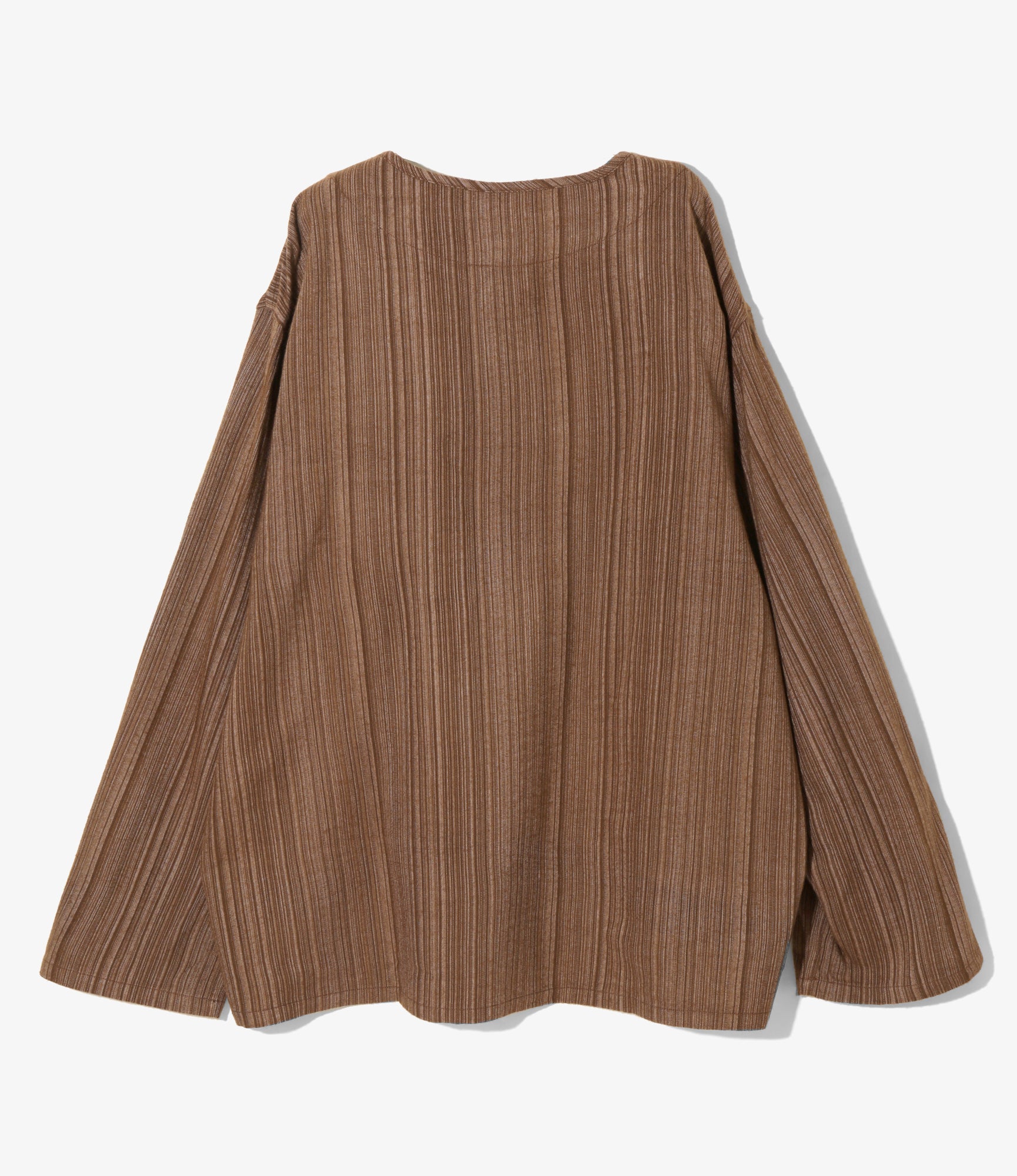 Henry Neck Shirt - Brown - Acrylic Ikat Stripe