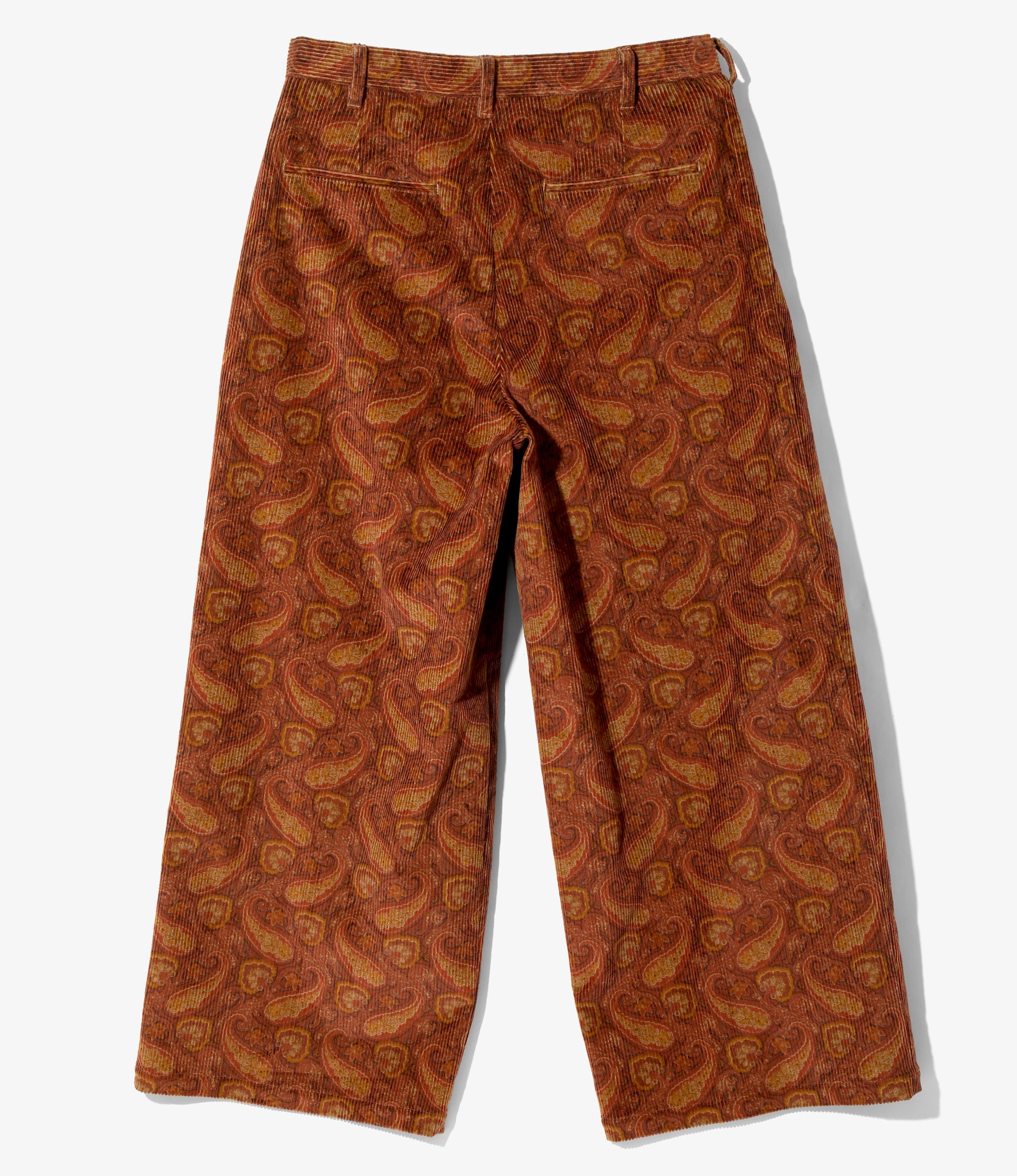 Tucked Wide Pant - Orange - 8W Corduroy / Paisley Printed