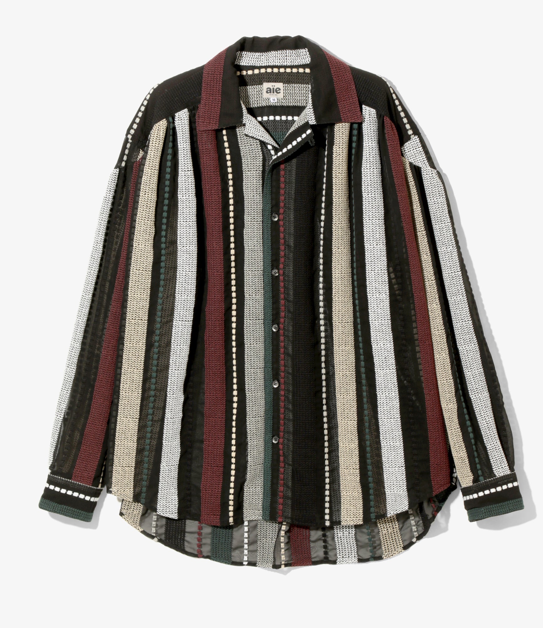 Painter Shirt - Black / Multi - Poly Chiffon / Emb. Stripe