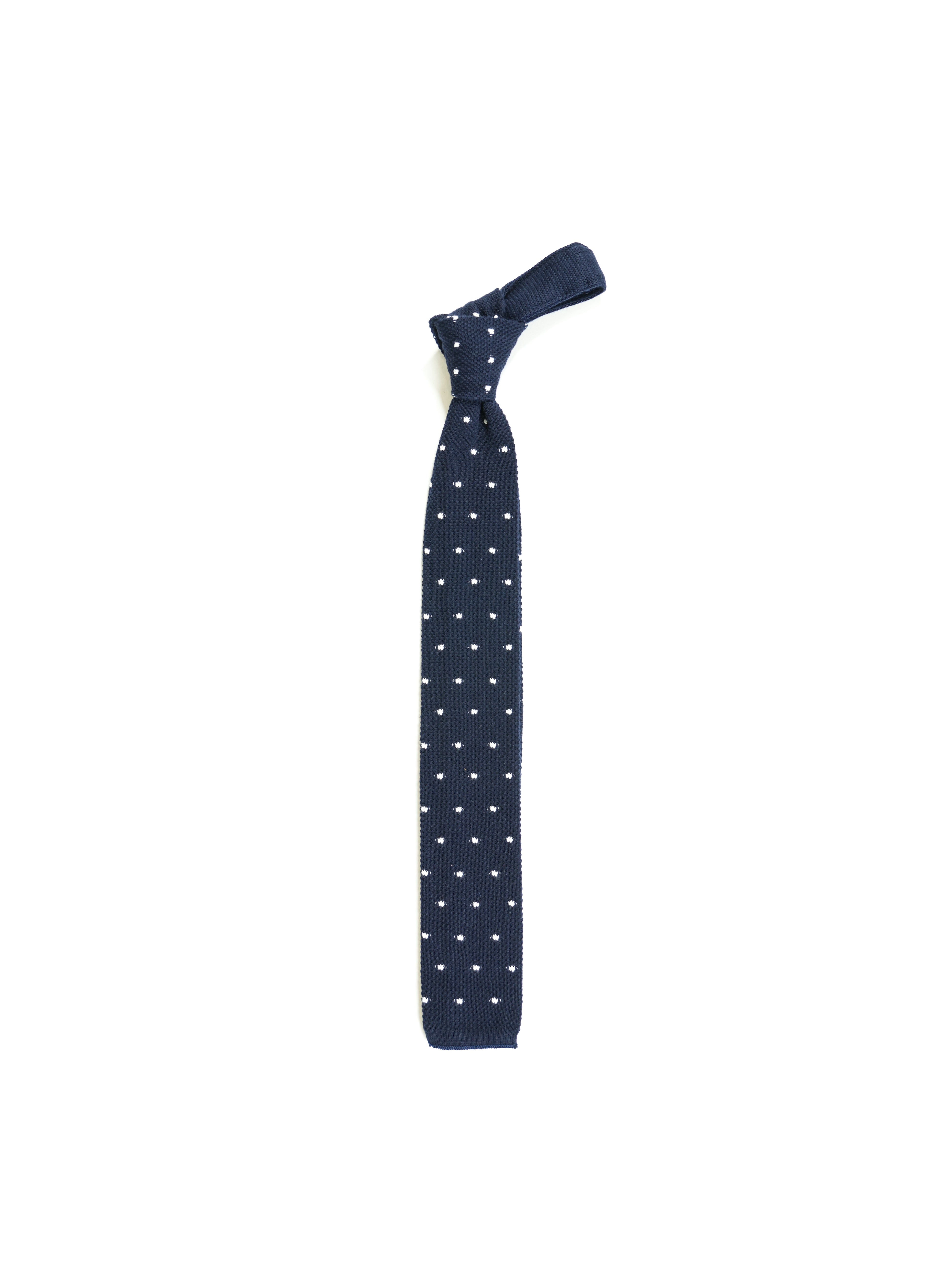 Knit Tie - Navy Polka Dot