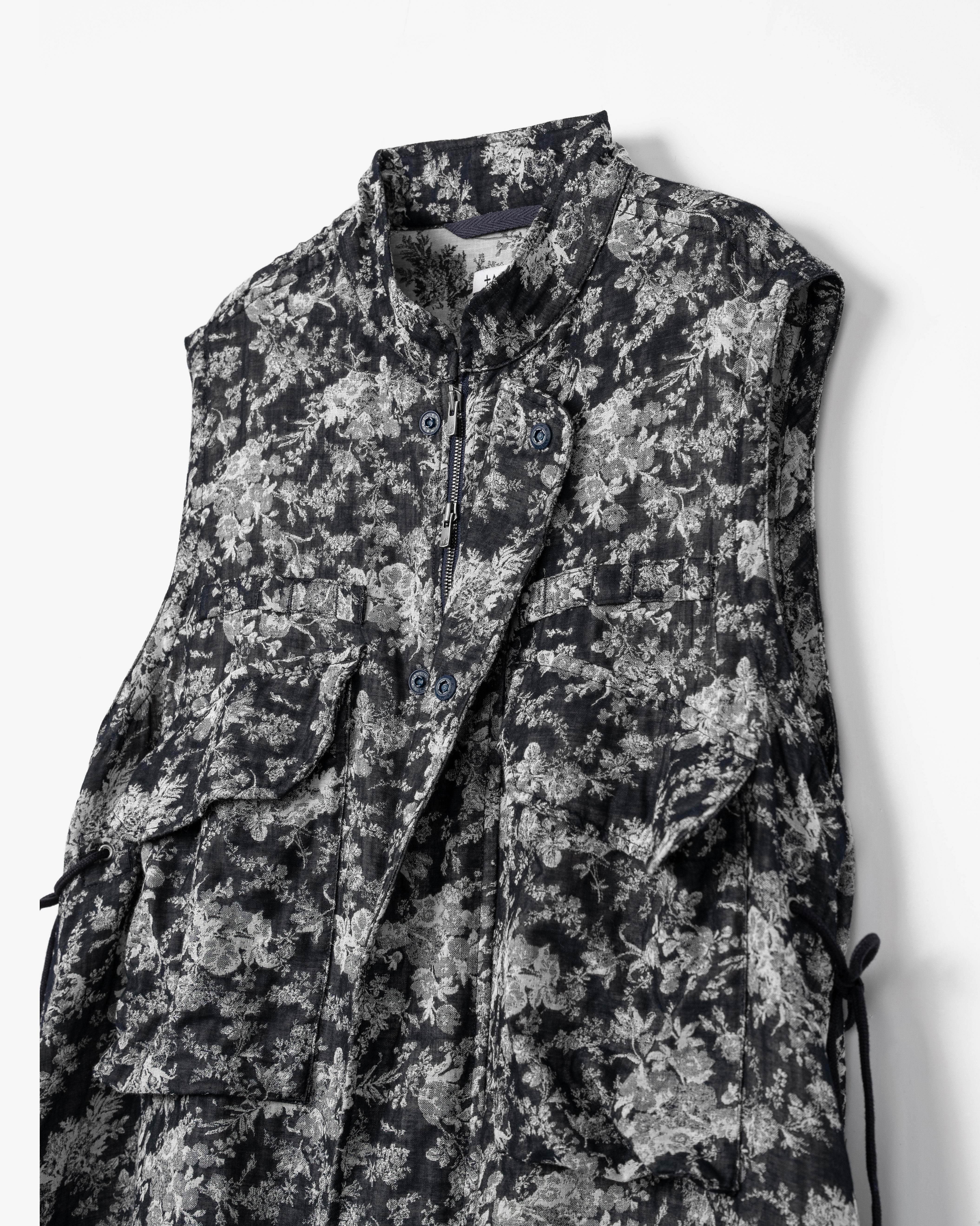 Women's Flak Dress - Navy Floral Jacquard Cotton