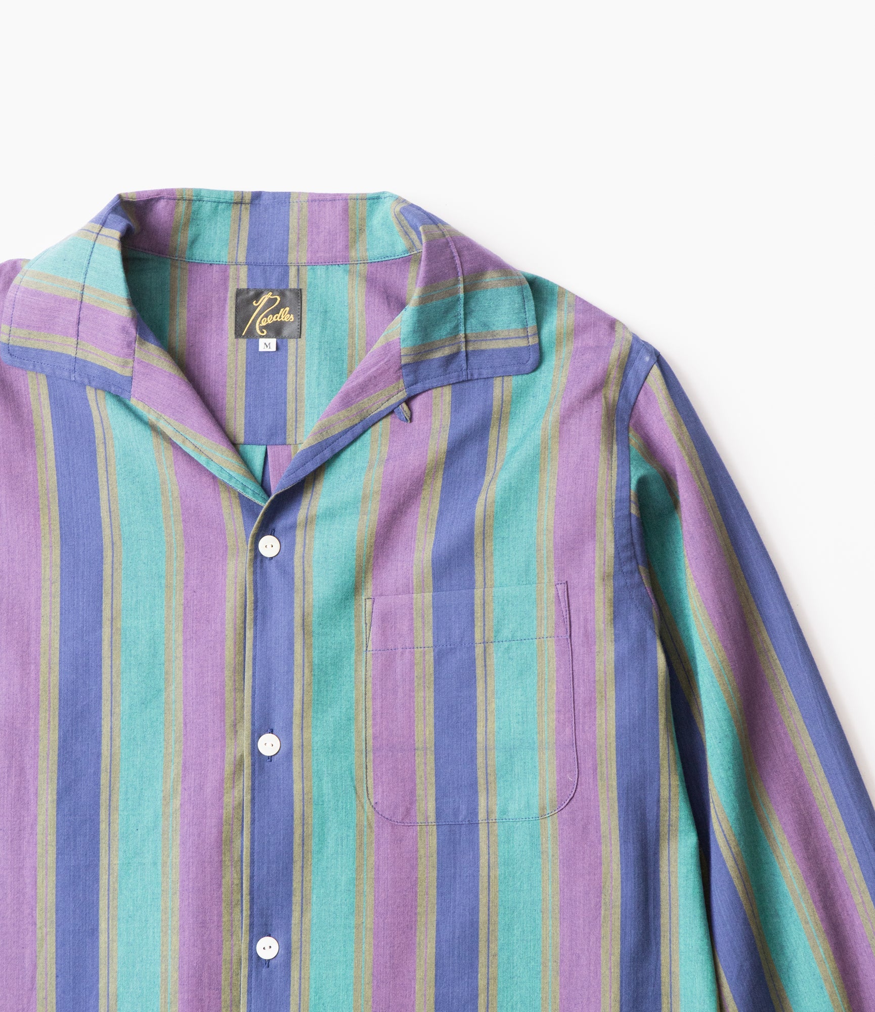 Italian Collar Shirt - Green - Cotton Lawn Stripe
