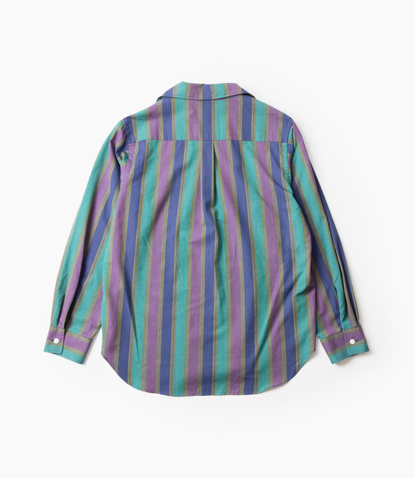 Italian Collar Shirt - Green - Cotton Lawn Stripe