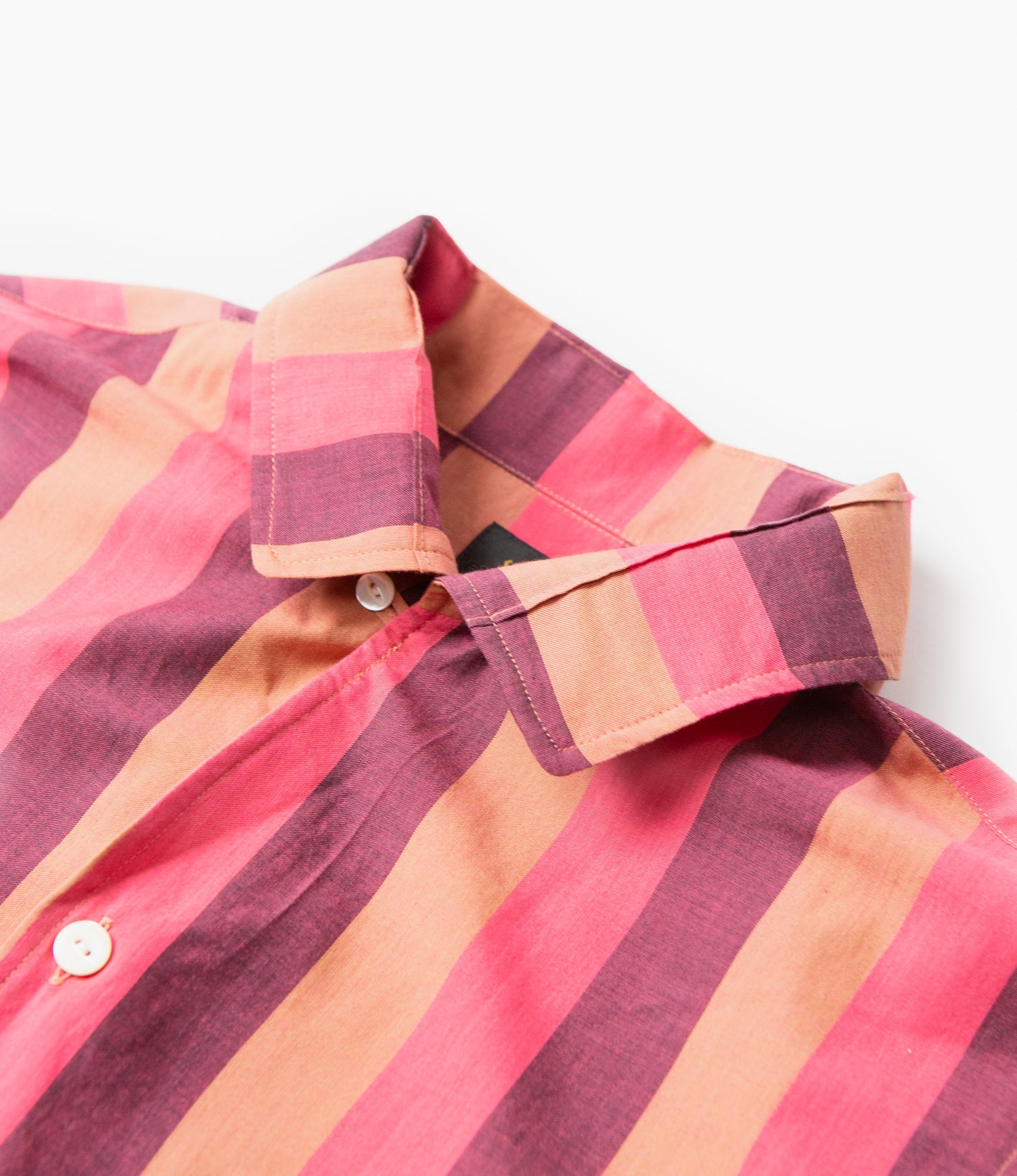 Italian Collar Shirt - Pink - Cotton Lawn Stripe