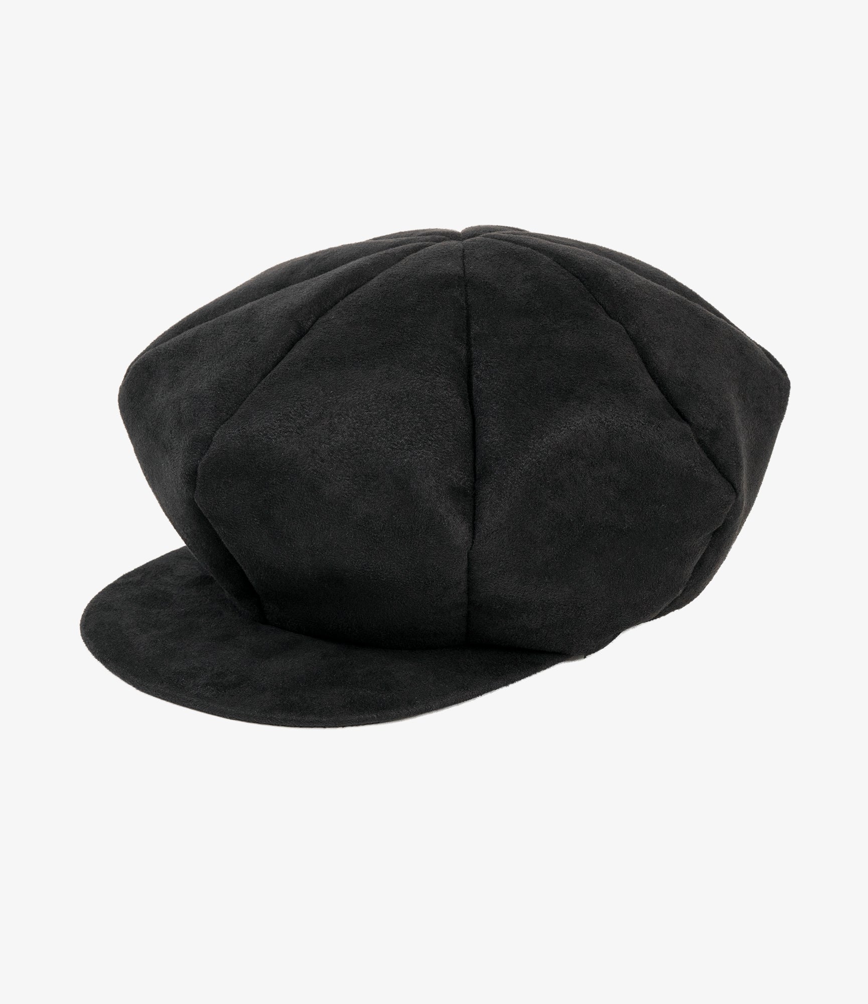 Newsboy Cap - Black Polyester Fake Suede