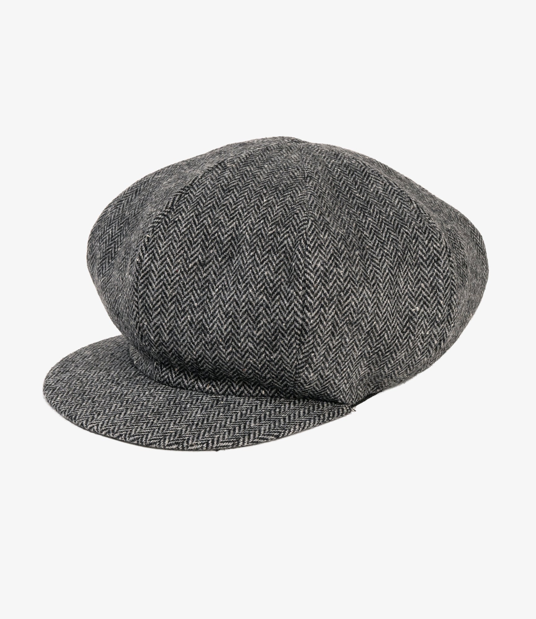 Newsboy Cap - Grey Poly Wool Herringbone