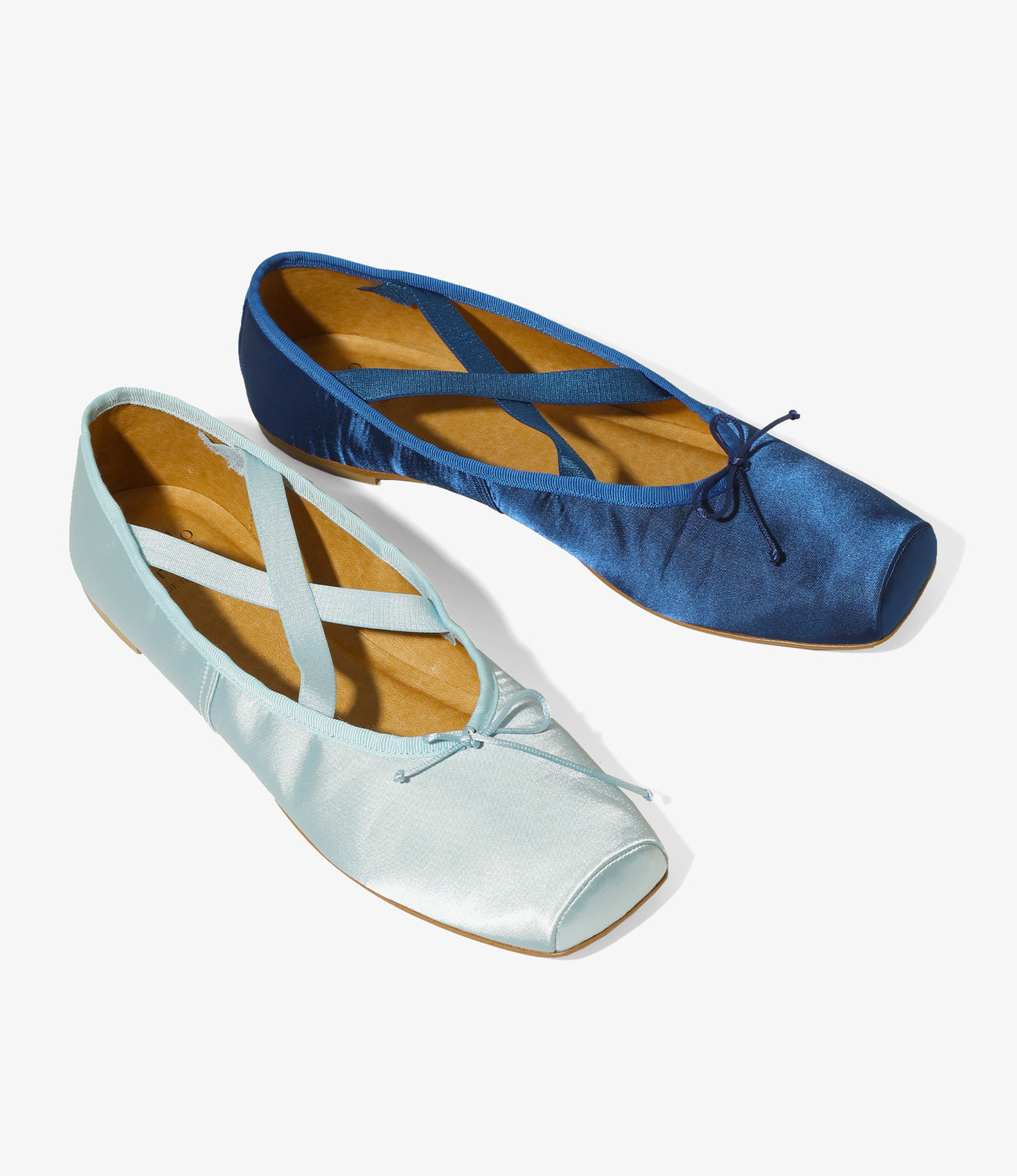 Color Combination Ballet Shoes - Blue - Sateen