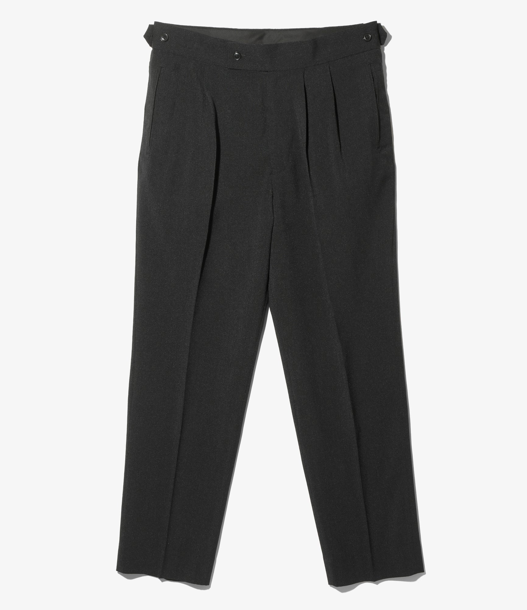 Tucked Side Tab Trouser - Black - Poly Chambray
