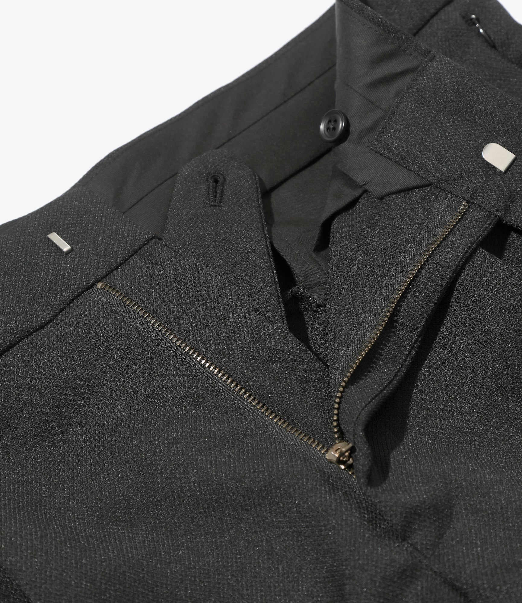 Tucked Side Tab Trouser - Black - Poly Dobby Cloth