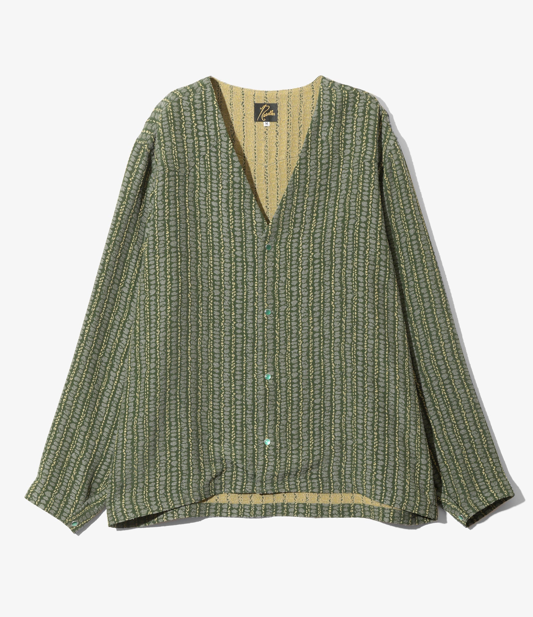 Cowboy V Neck Shirt - Green - R/AC/PE Abstract Stripe Jq.