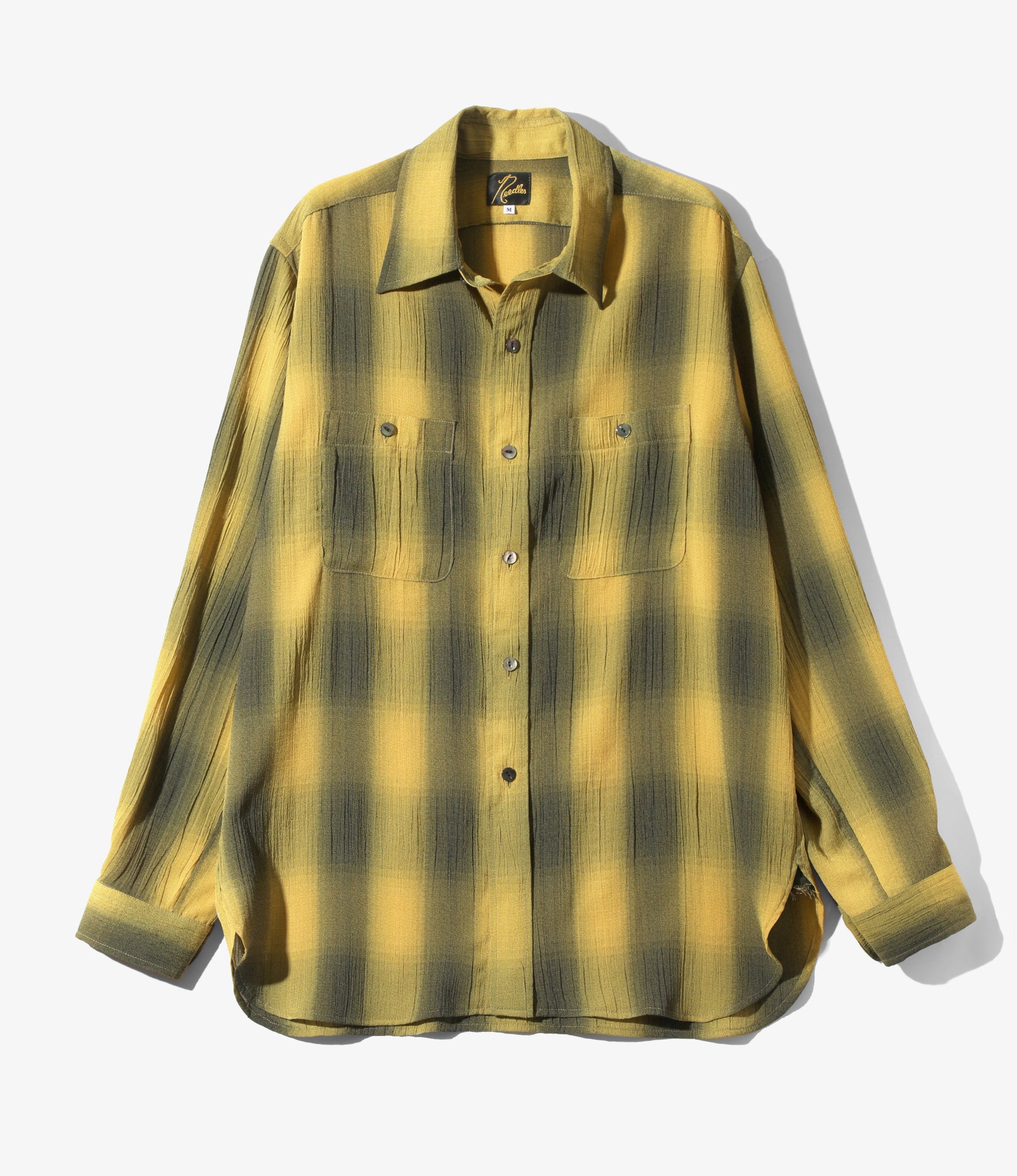 Work Shirt - Yellow - Poly Crepe Ombre Plaid