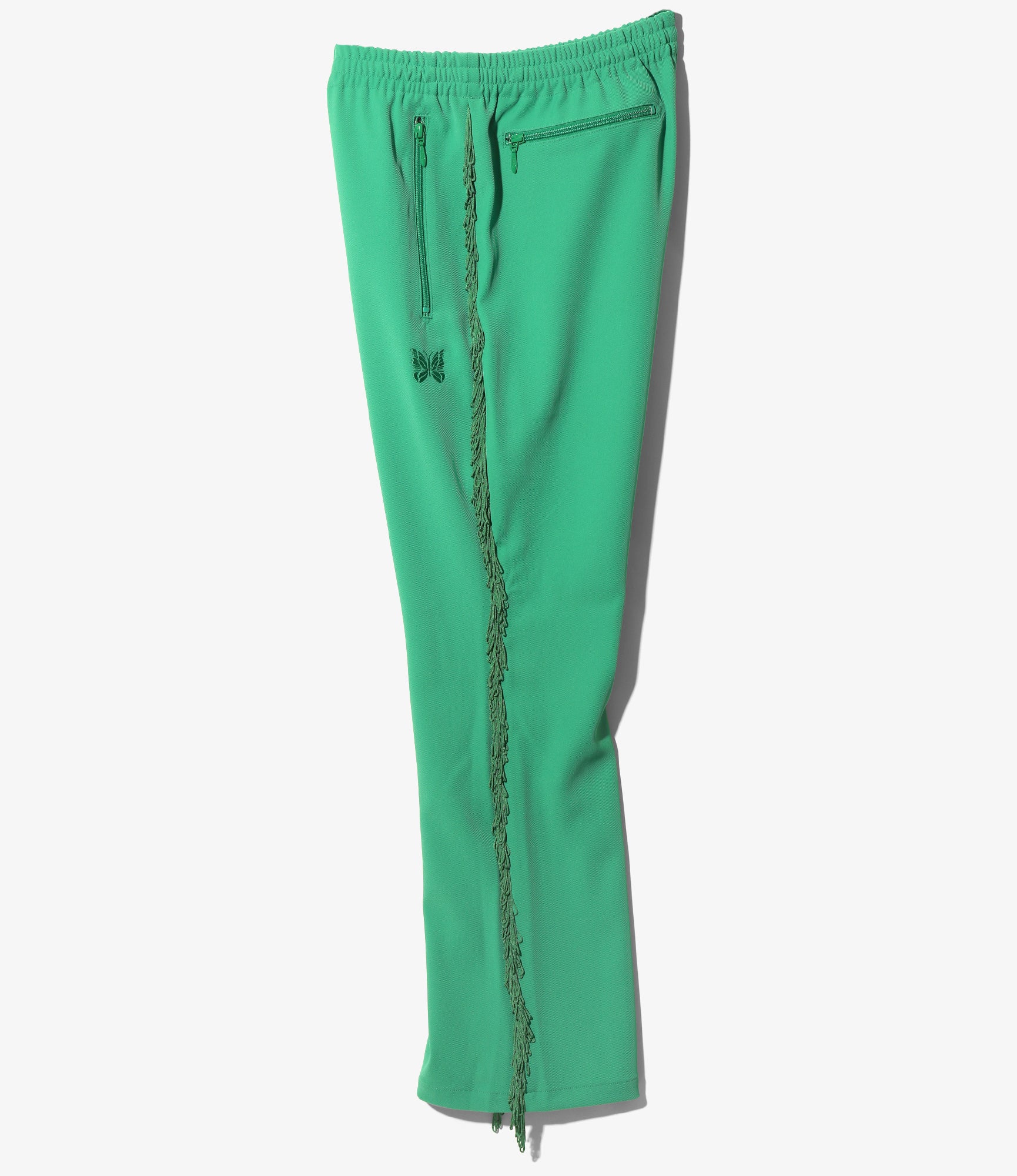 Fringe Boot-Cut Track Pant - Green - Poly Kersey