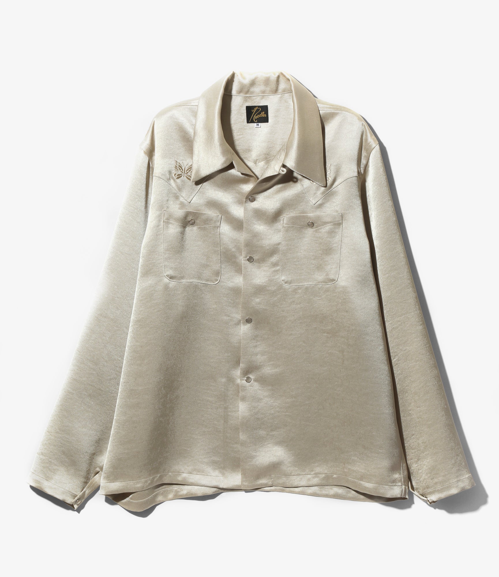 L/S Cowboy One-Up Shirt - Beige - Poly Sateen