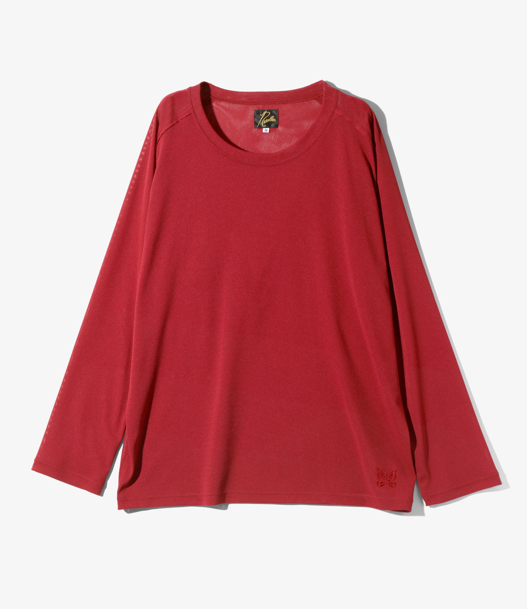 L/S U Neck Tee - Red - Poly Mesh