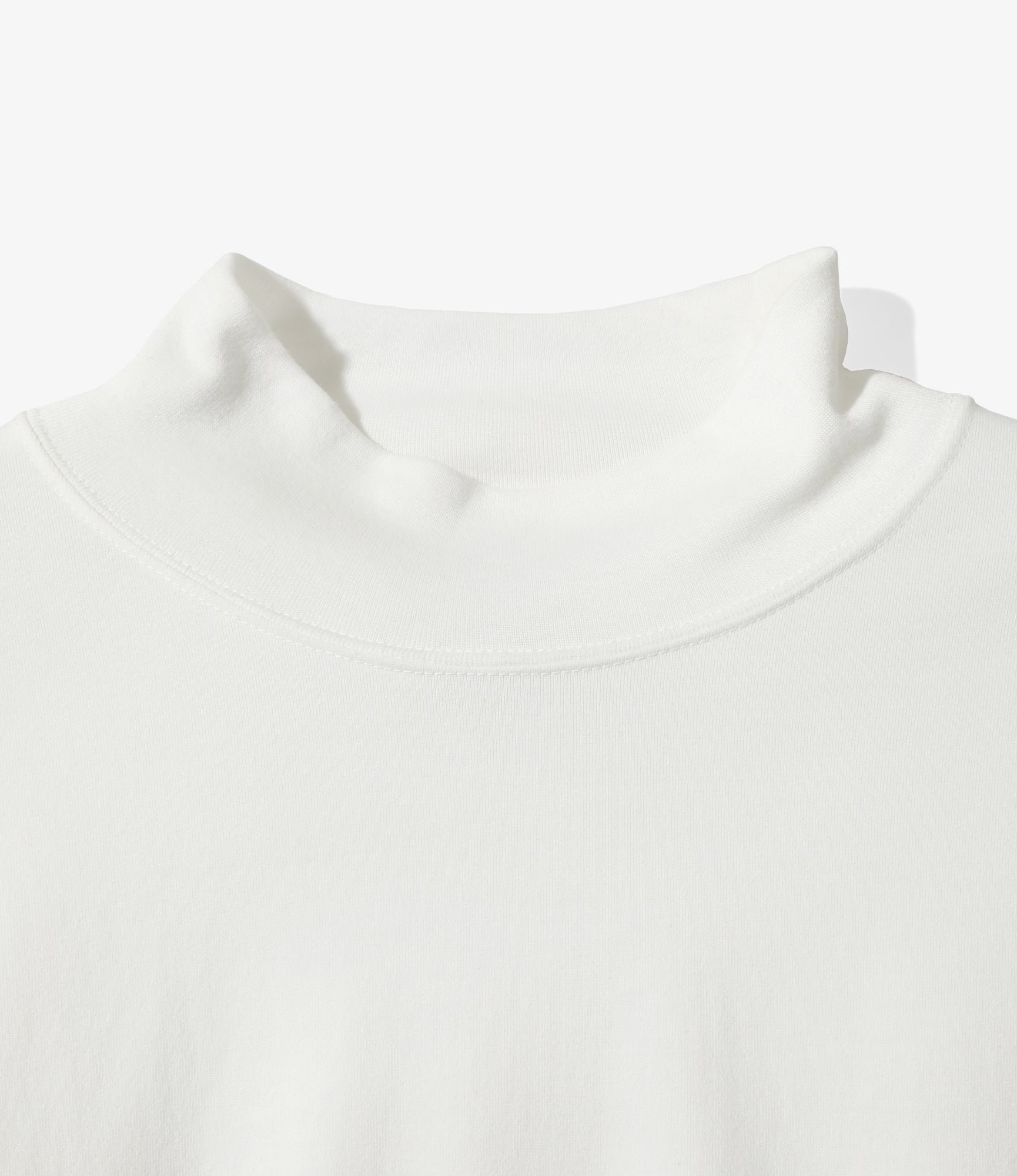 L/S Mock Neck Tee - White - Poly Jersey